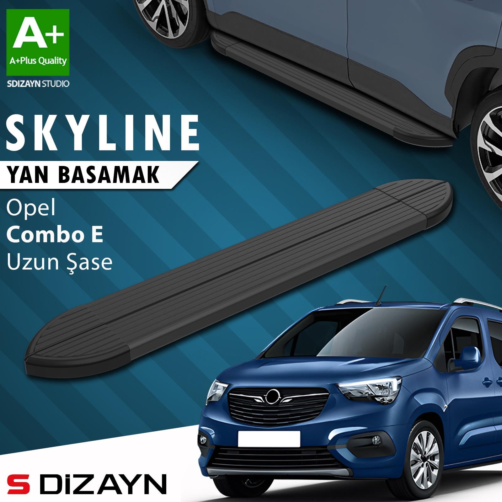 Opel Combo E Uzun Şase Skyline Siyah Yan Basamak 213 Cm 2018 Üzeri A+ Kalite