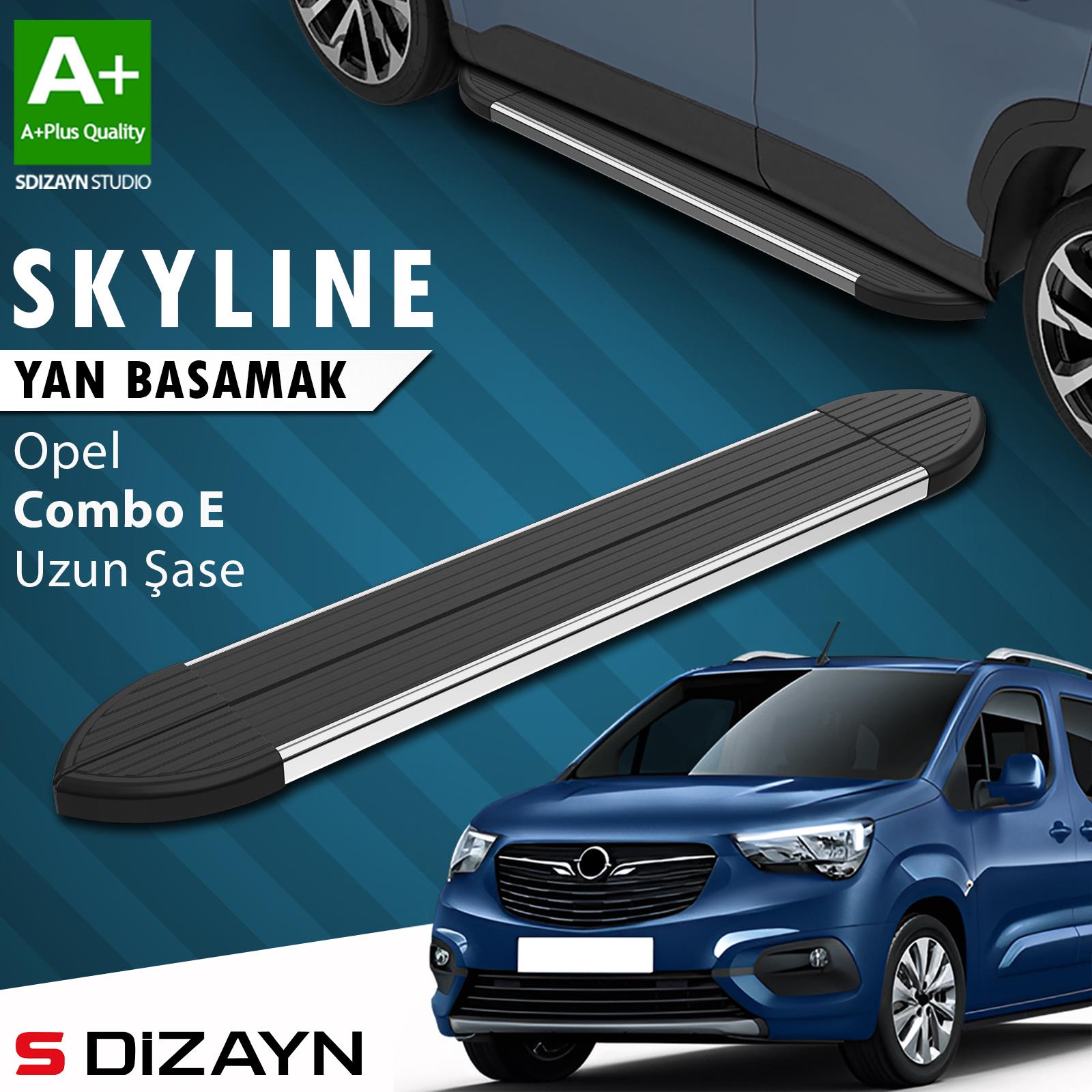 Opel Combo E Uzun Şase Skyline Krom Yan Basamak 213 Cm 2018 Üzeri A+ Kalite
