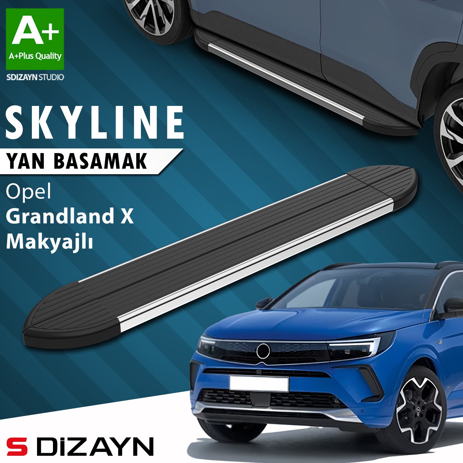 S-Dizayn Opel Grandland X Makyajlı Hybrid Skyline Krom Yan Basamak 183 Cm 2021-2024 A+ Kalite