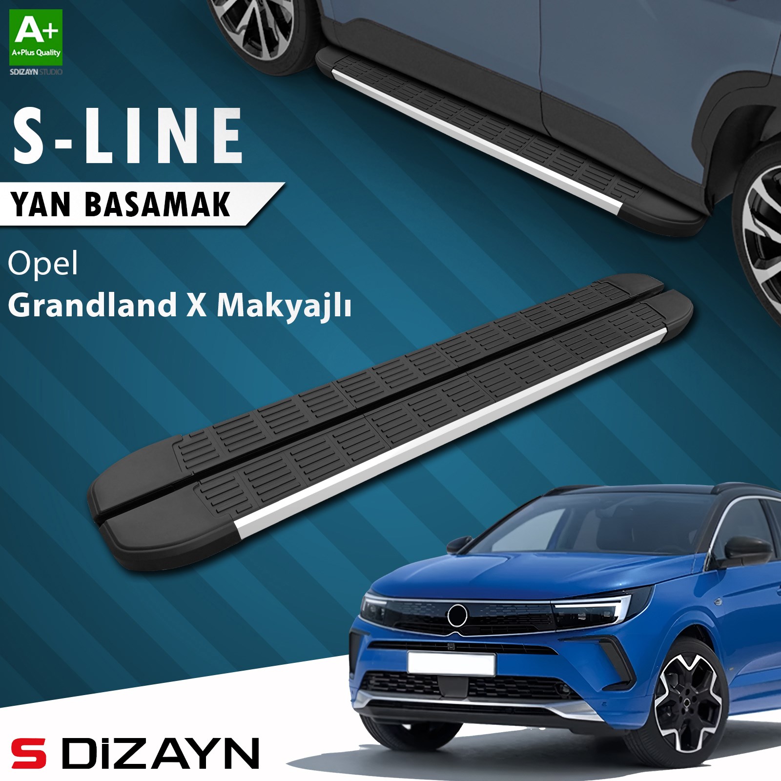 S-Dizayn Opel Grandland X Makyajlı Hybrid S-Line Aluminyum Yan Basamak 183 Cm 2021-2024 A+ Kalite