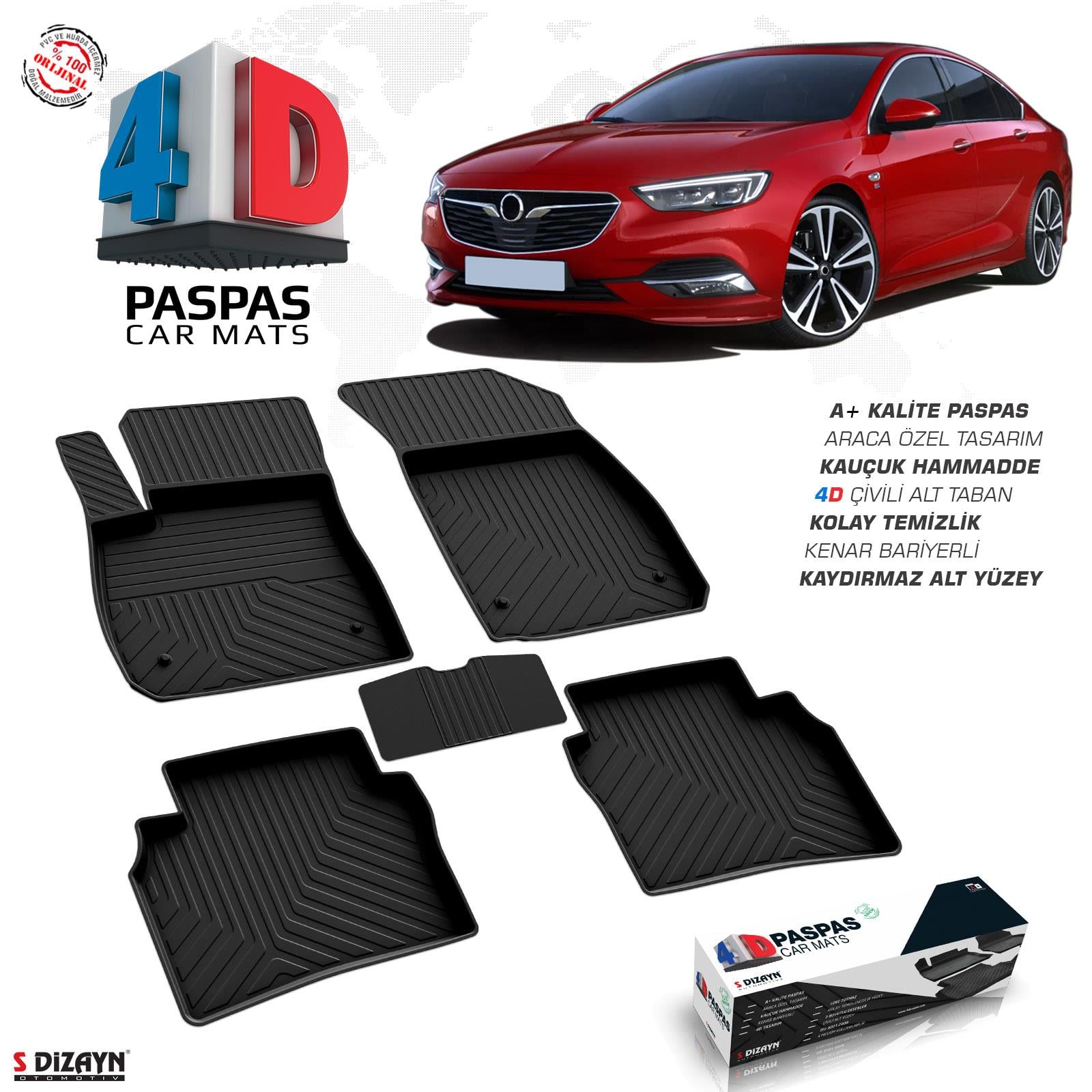 S-Dizayn Opel Insignia 4D Havuzlu Paspas 2017-2022 A+Kalite