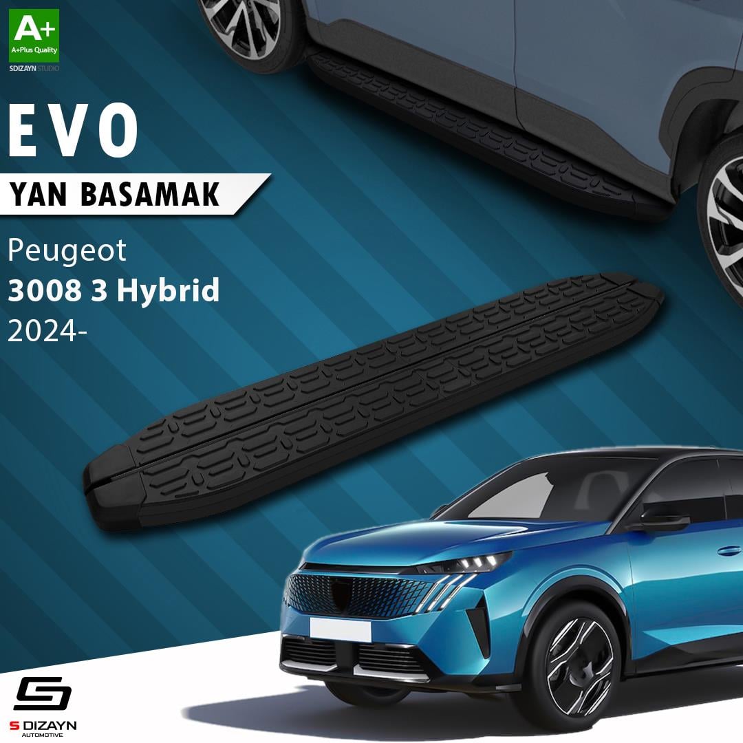 Peugeot 3008 3 Hybrid Evo Siyah Yan Basamak 183 Cm 2024 Üzeri A+ Kalite