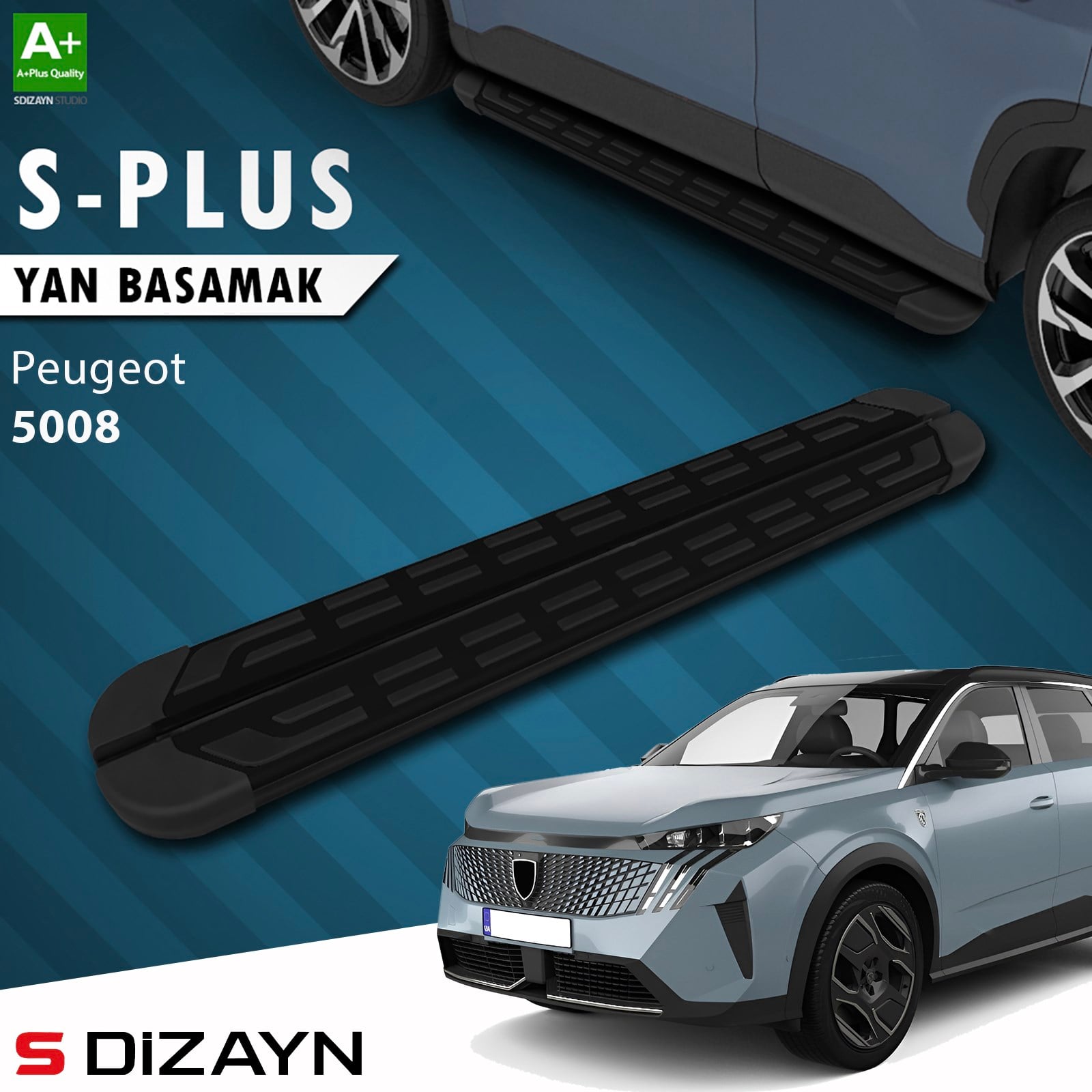 S-Dizayn Peugeot 5008 3 Elektrikli S-Plus Siyah Yan Basamak 203 Cm 2024 Üzeri A+ Kalite