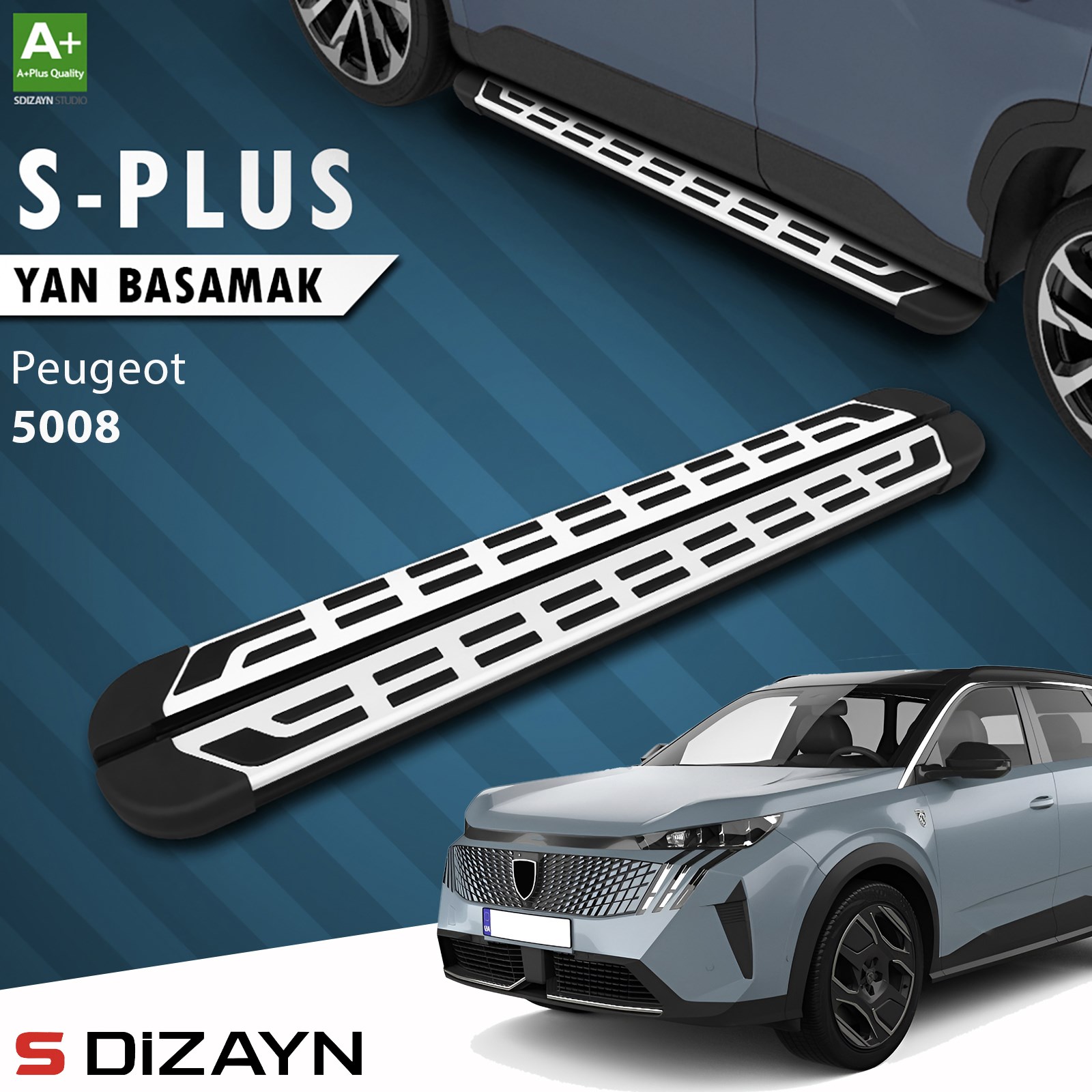 S-Dizayn Peugeot 5008 3 Elektrikli S-Plus Gri Yan Basamak 203 Cm 2024 Üzeri A+ Kalite