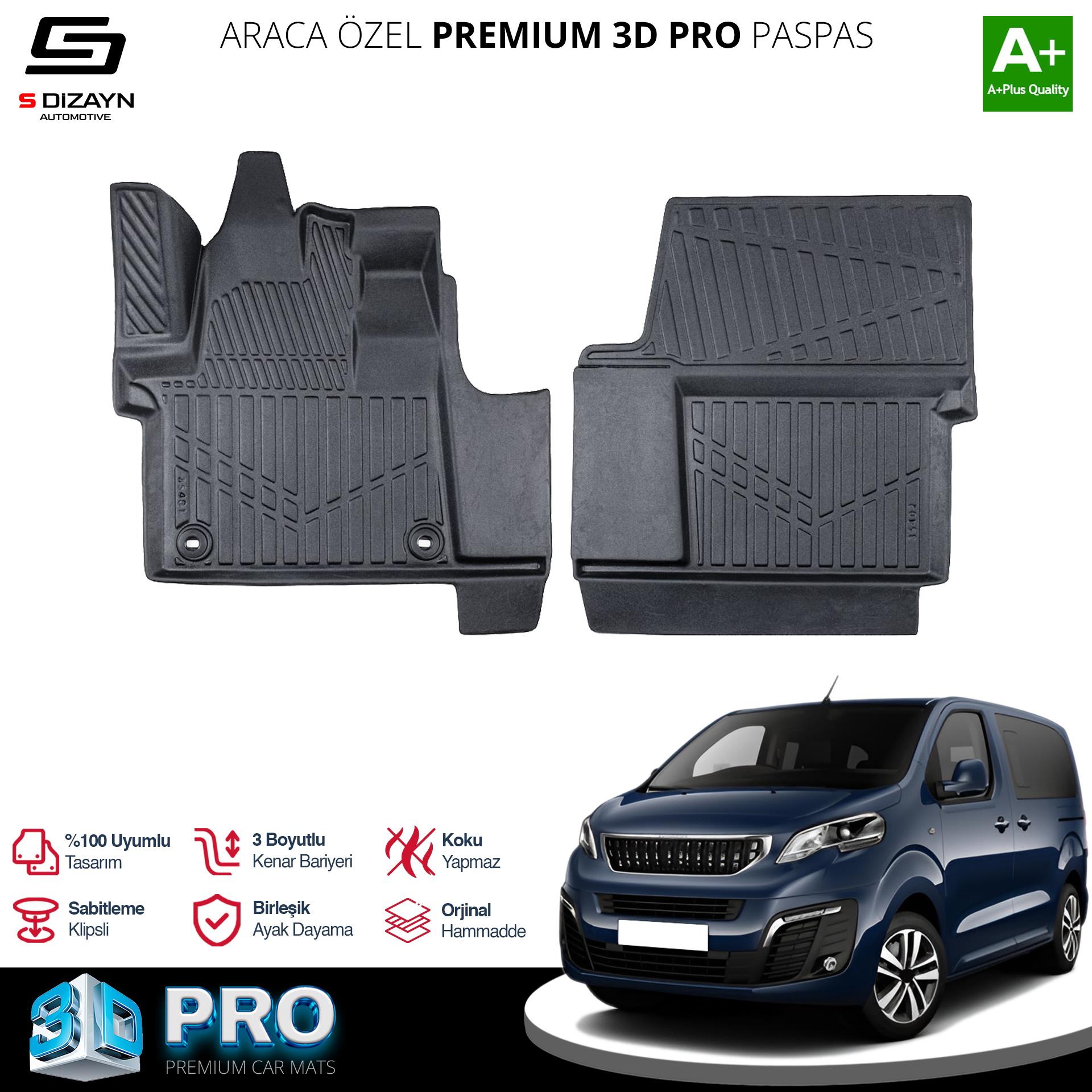 S-Dizayn Peugeot Expert Traveller 3D Pro Havuzlu Paspas 2016 Üzeri A+ Kalite