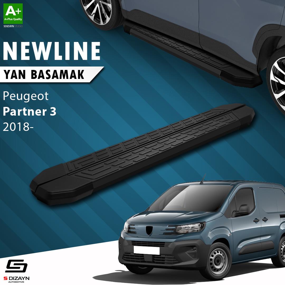 Peugeot Partner 3 NewLine Siyah Yan Basamak 203 Cm 2018 Üzeri A+ Kalite