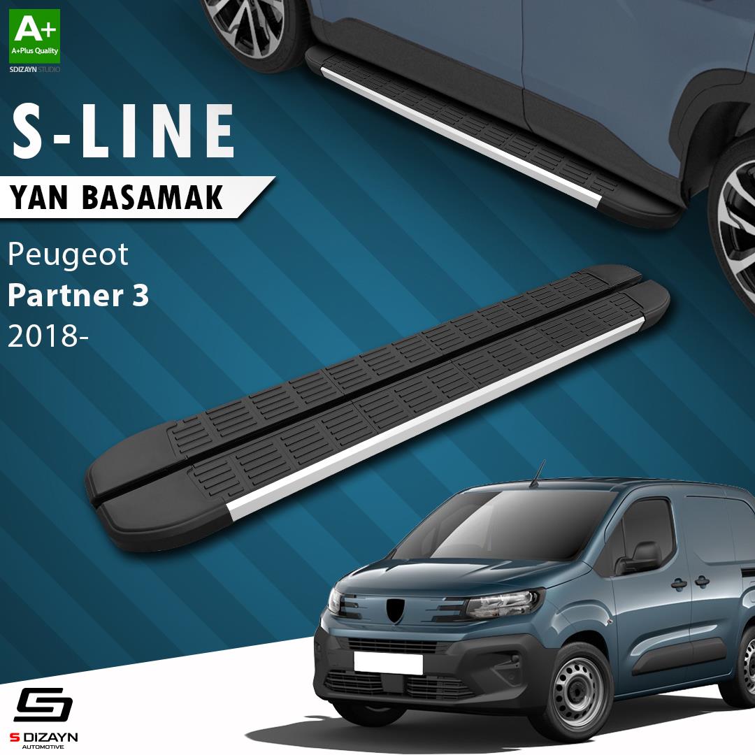 Peugeot Partner 3 Uzun Şase S-Line Aluminyum Yan Basamak 213 Cm 2018 Üzeri A+ Kalite