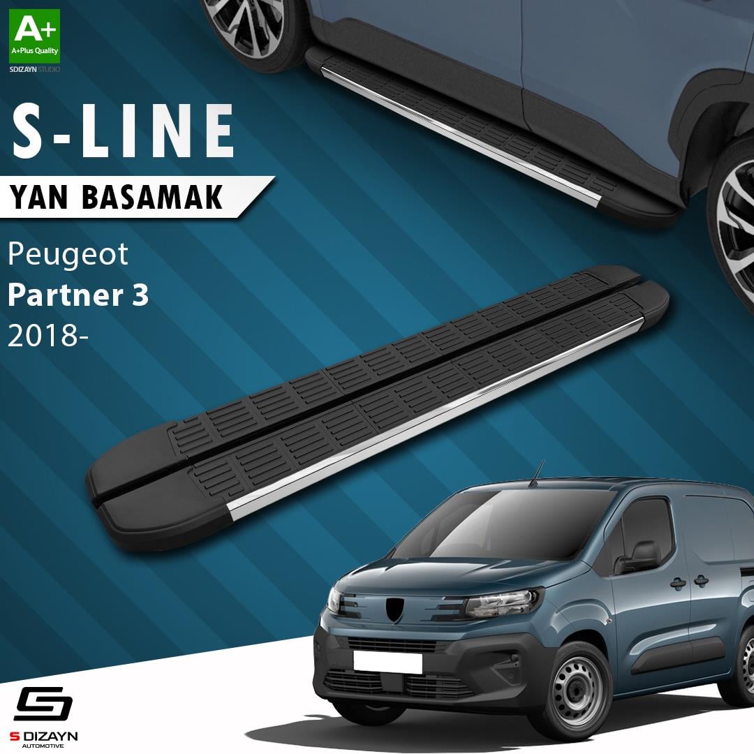 Peugeot Partner 3 Uzun Şase S-Line Krom Yan Basamak 213 Cm 2018 Üzeri A+ Kalite