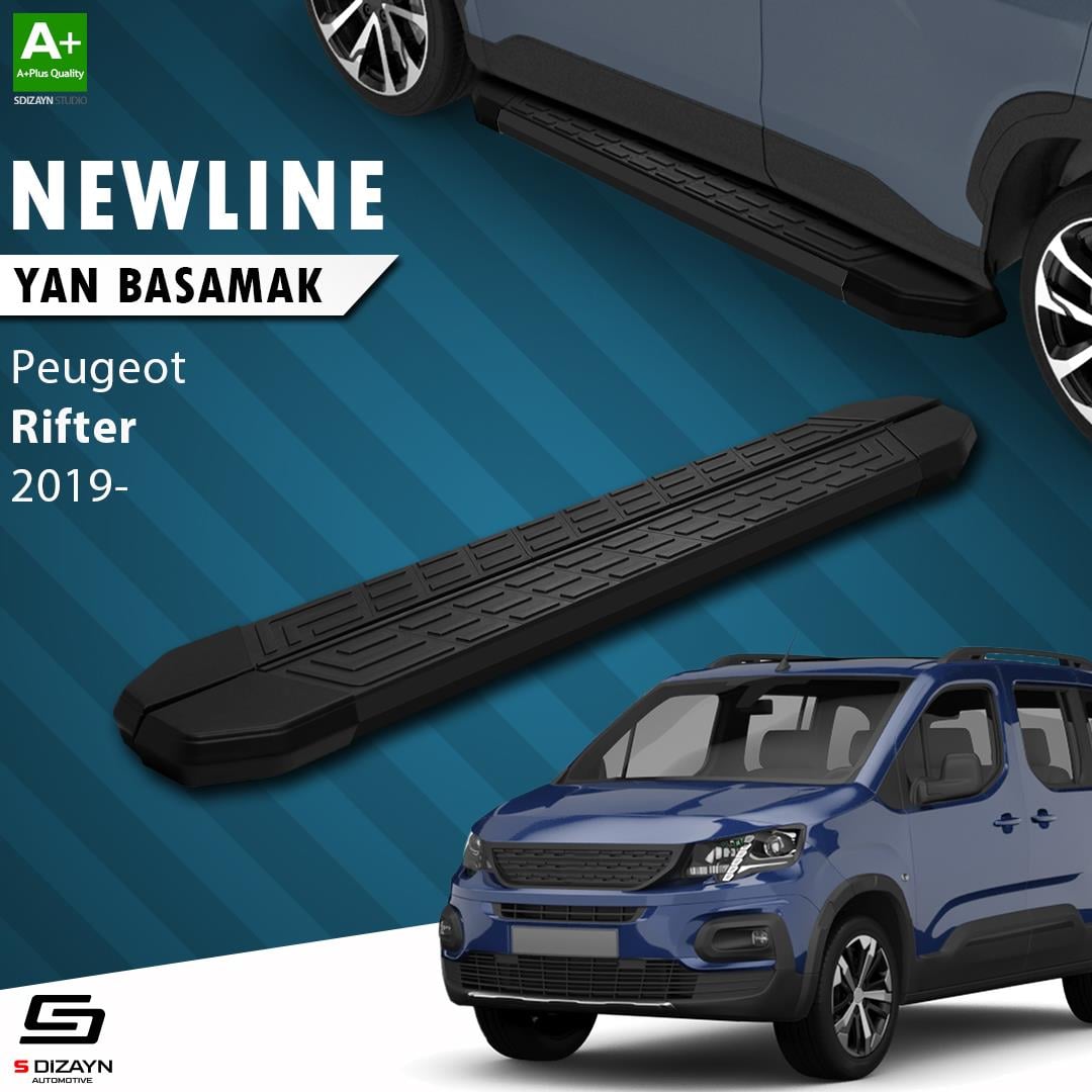 Peugeot Rifter Uzun Şase NewLine Siyah Yan Basamak 213 Cm 2019 Üzeri A+ Kalite