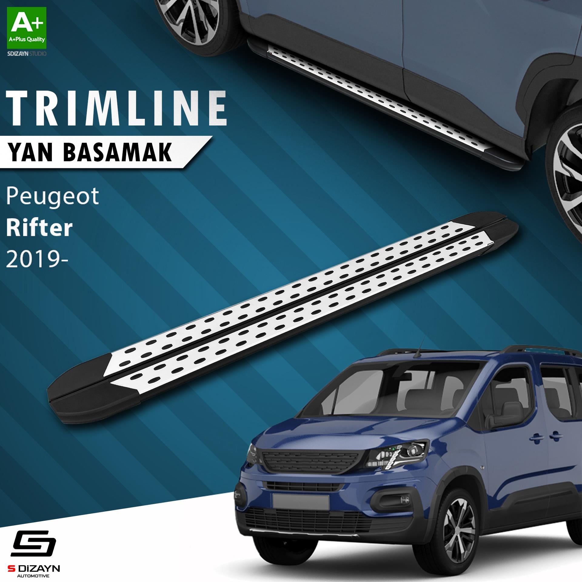 S-Dizayn Peugeot Rifter Uzun Şase TrimLine Gri Yan Basamak 220 Cm 2019 Üzeri A+ Kalite