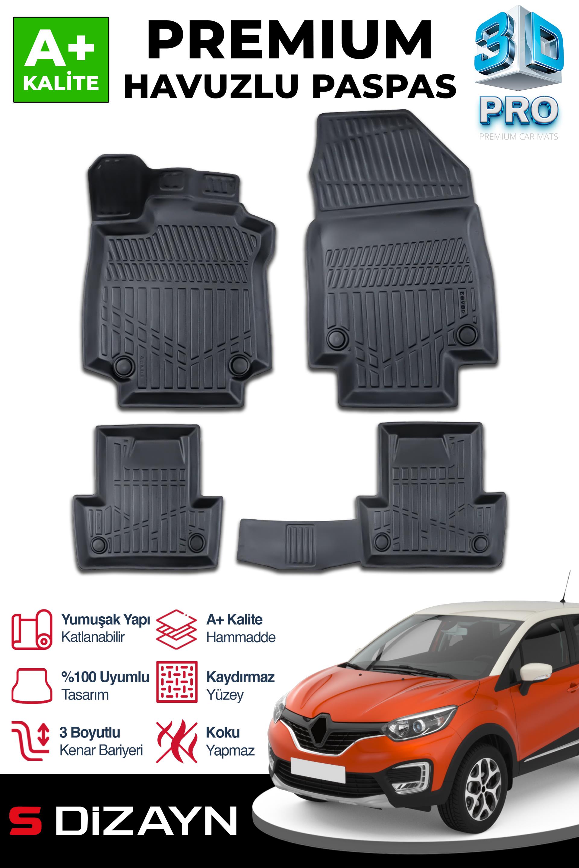 S-Dizayn Renault Captur 3D Pro Havuzlu Paspas 2013-2019 A+ Kalite