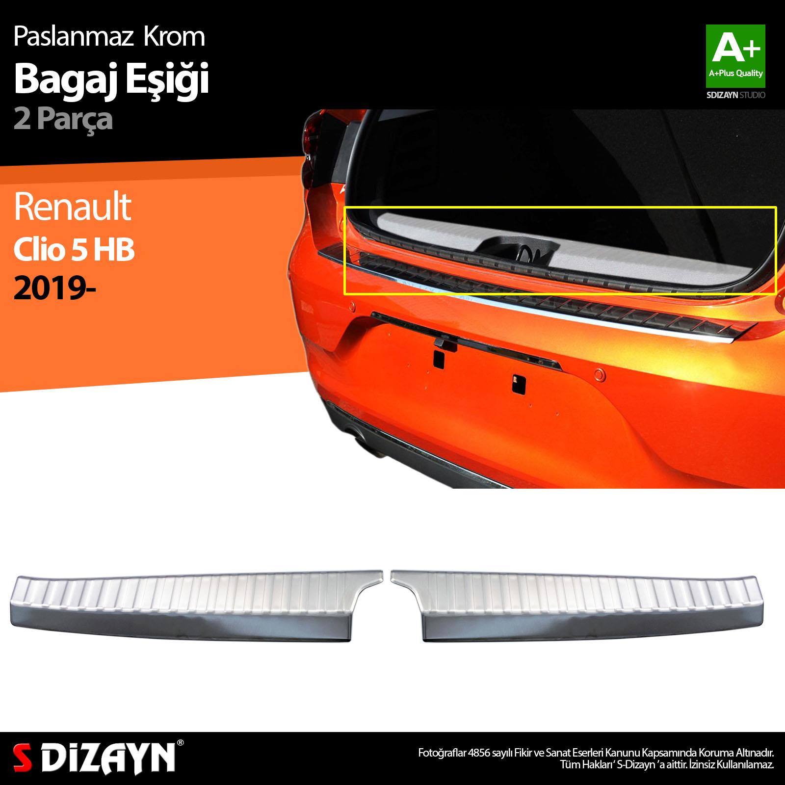S-Dizayn Renault Clio 5 Krom Bagaj İç Eşiği 2 Prç.2019-2026