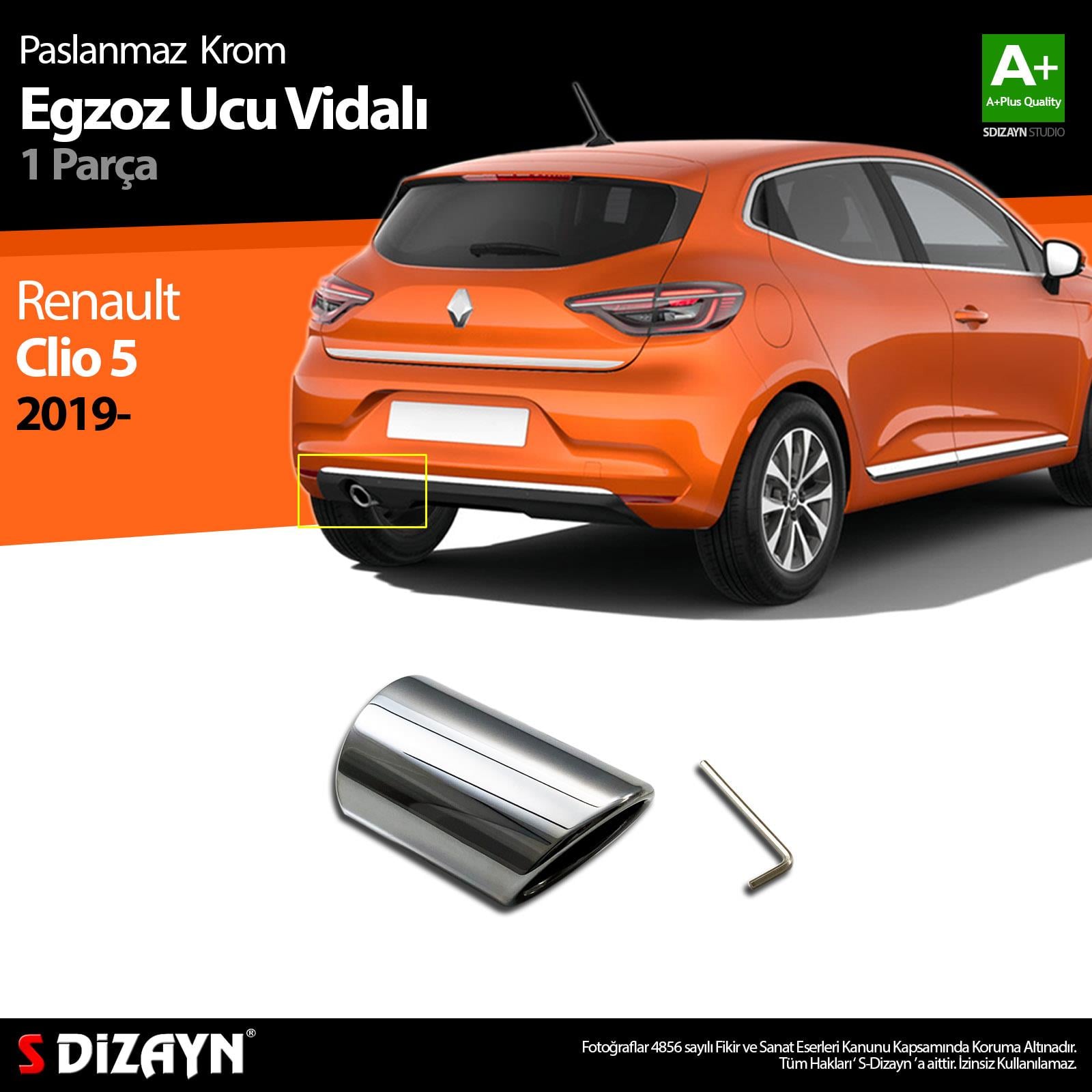 S-Dizayn Renault Clio 5 Krom Egzoz Ucu Vidalı 2019-2026