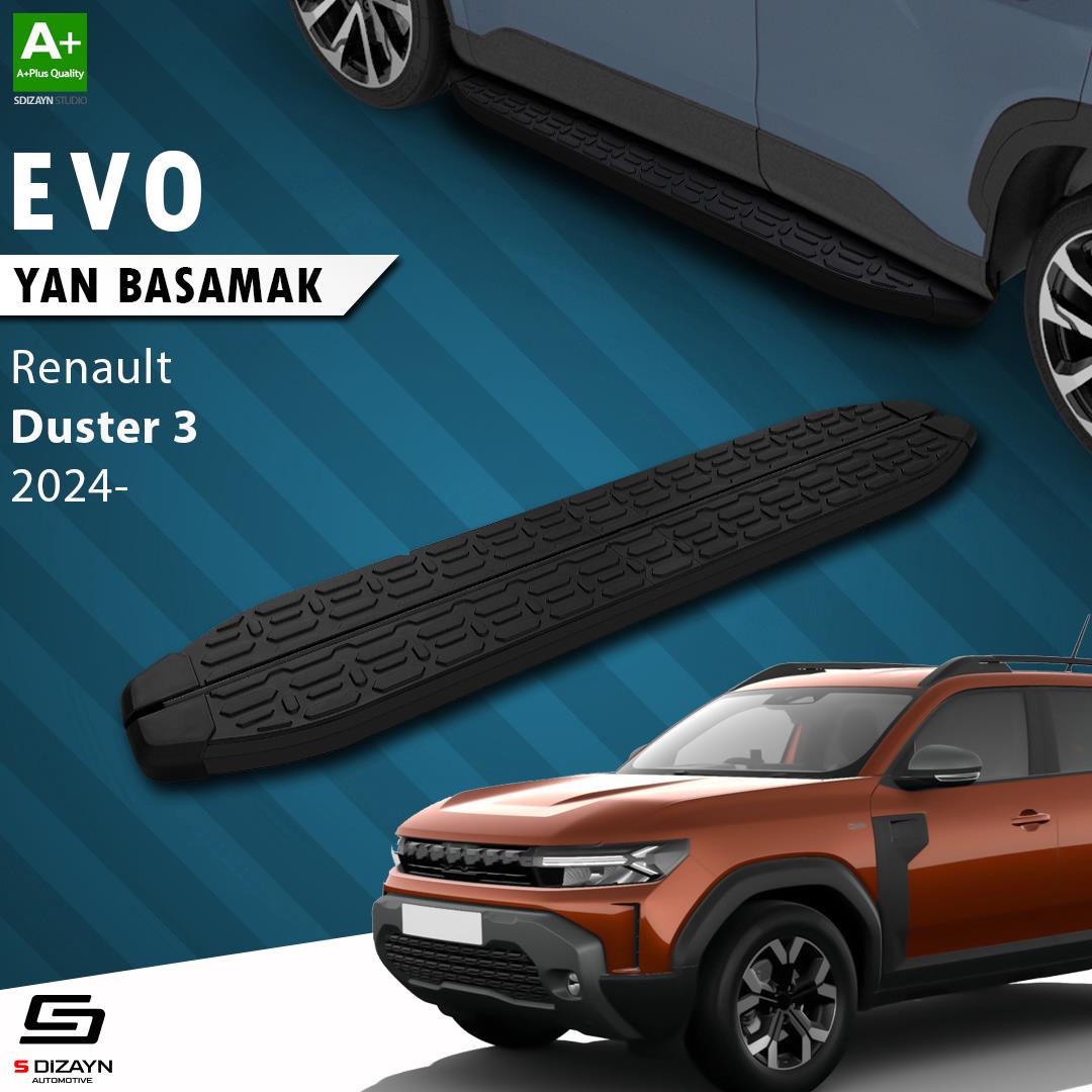 Renault Duster 3 Evo Siyah Yan Basamak 183 Cm 2024 Üzeri A+ Kalite