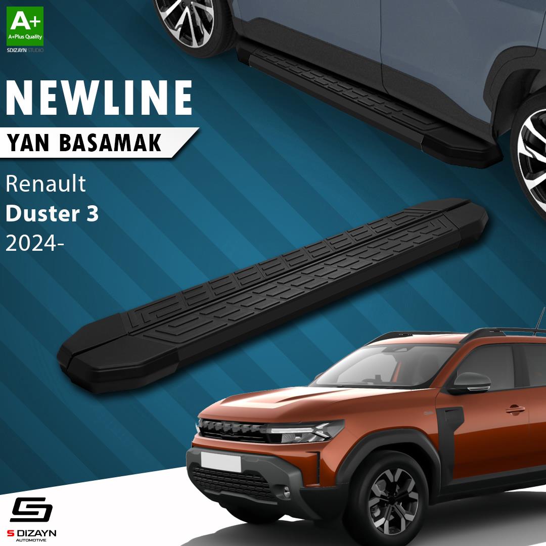 Renault Duster 3 NewLine Siyah Yan Basamak 183 Cm 2024 Üzeri A+ Kalite