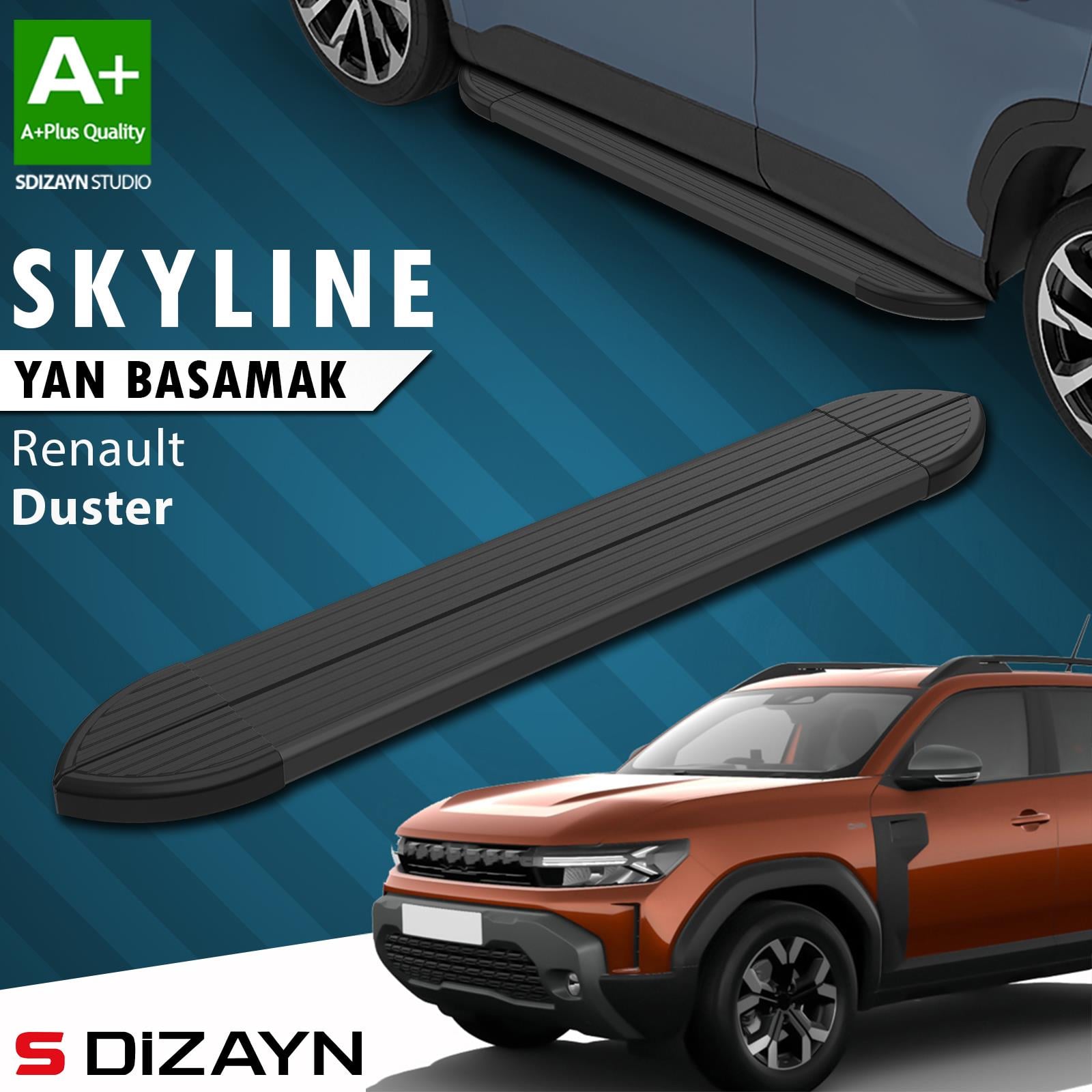 Renault Duster 3 Skyline Siyah Yan Basamak 183 Cm 2024 Üzeri A+ Kalite