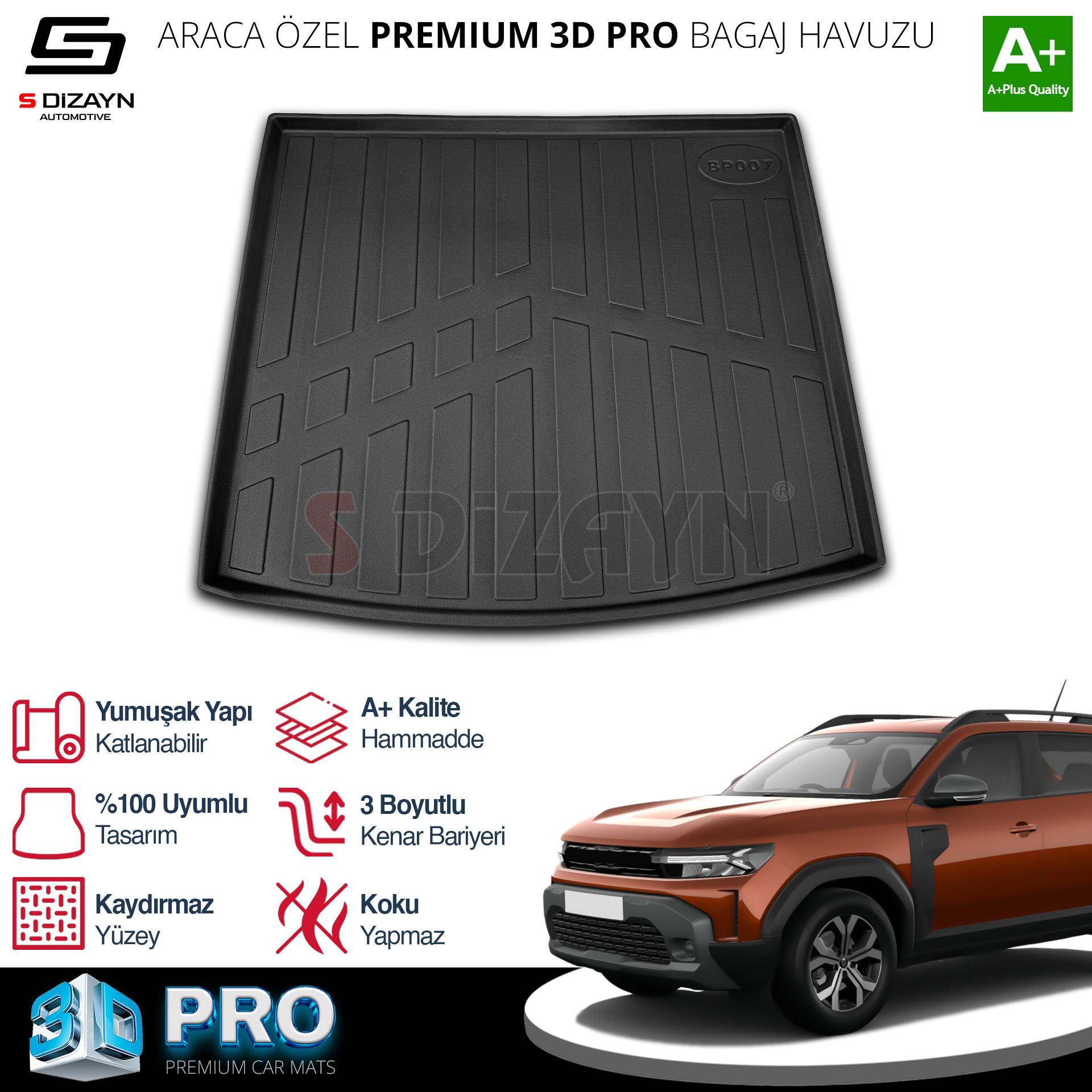 S-Dizayn Renault Duster 4X4 3D Pro Bagaj Havuzu Üst Bagaj 2024 Üzeri A+ Kalite
