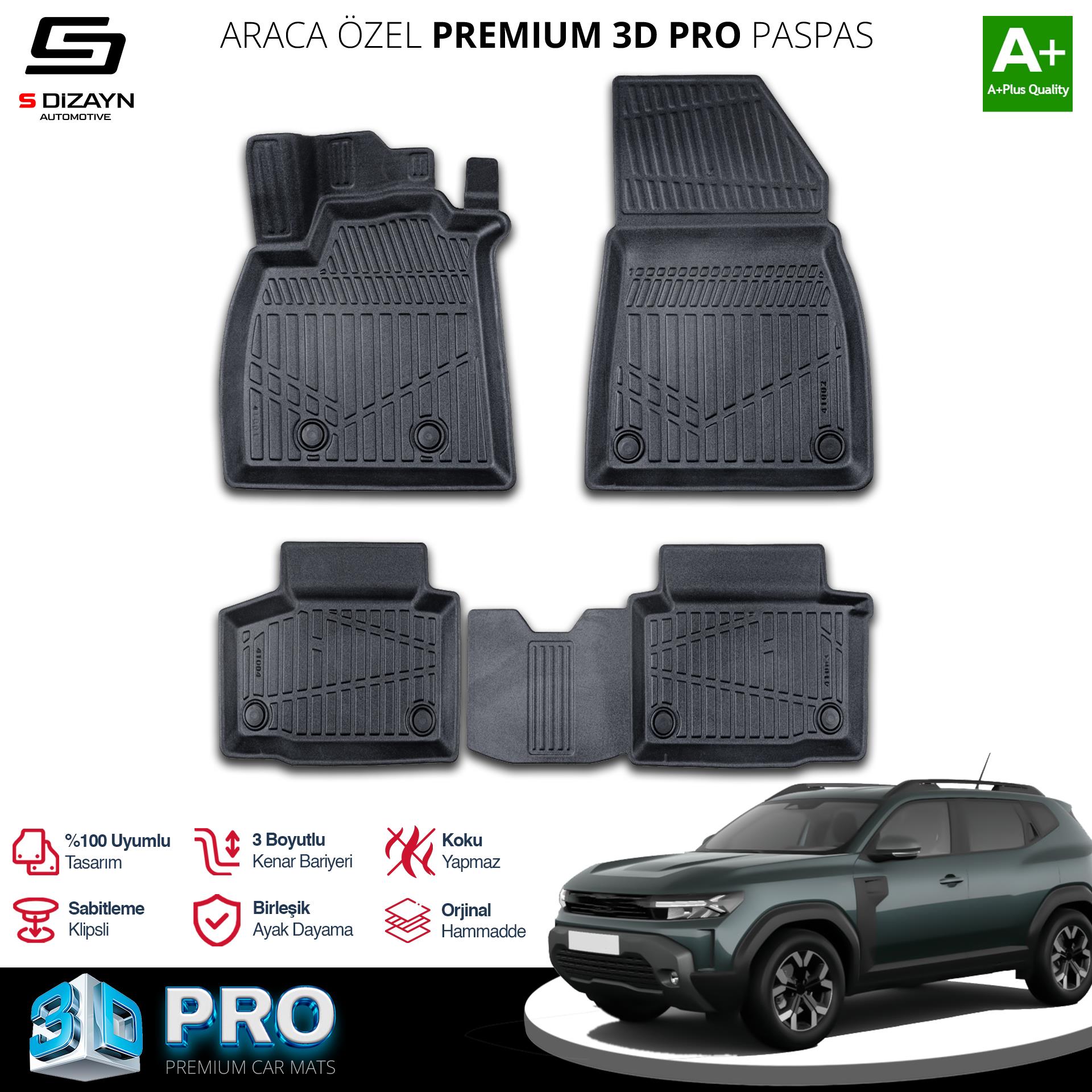 S-Dizayn Renault Duster 4x4 3D Pro Havuzlu Paspas 2024 Üzeri A+ Kalite