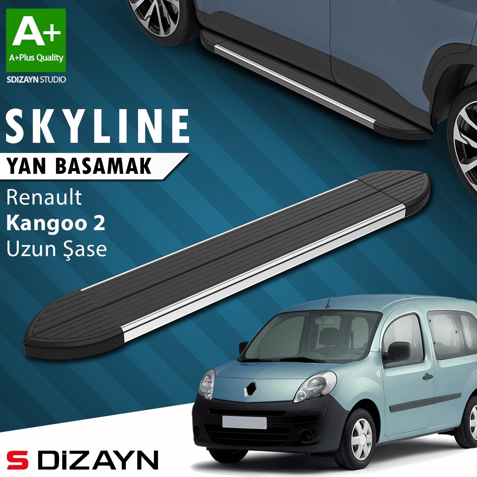 Renault Kangoo 2 Uzun Şase Skyline Krom Yan Basamak 223 Cm 2008-2020 A+ Kalite