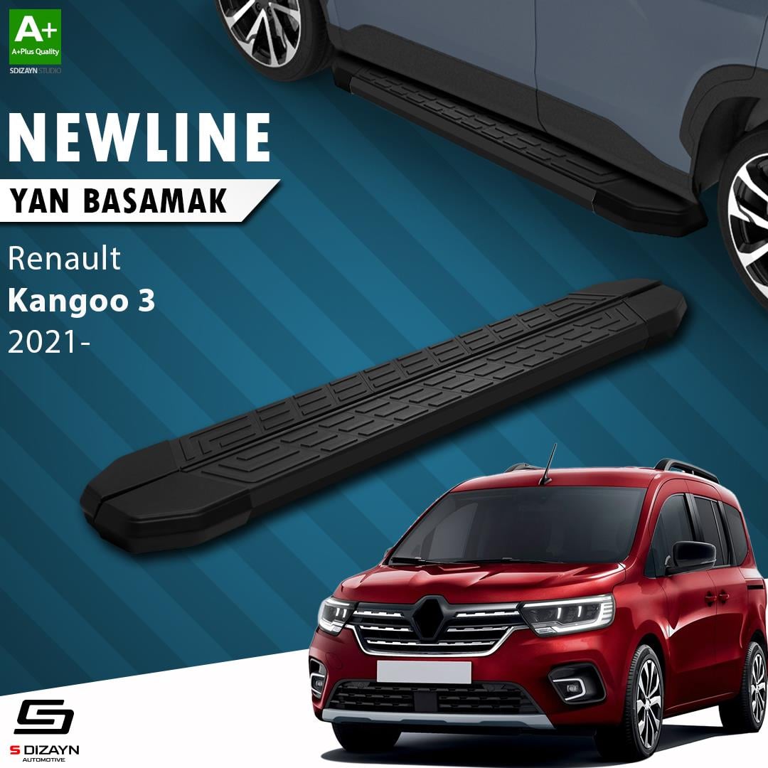 Renault Kangoo 3 Uzun Şase NewLine Siyah Yan Basamak 223 Cm 2021 Üzeri A+ Kalite