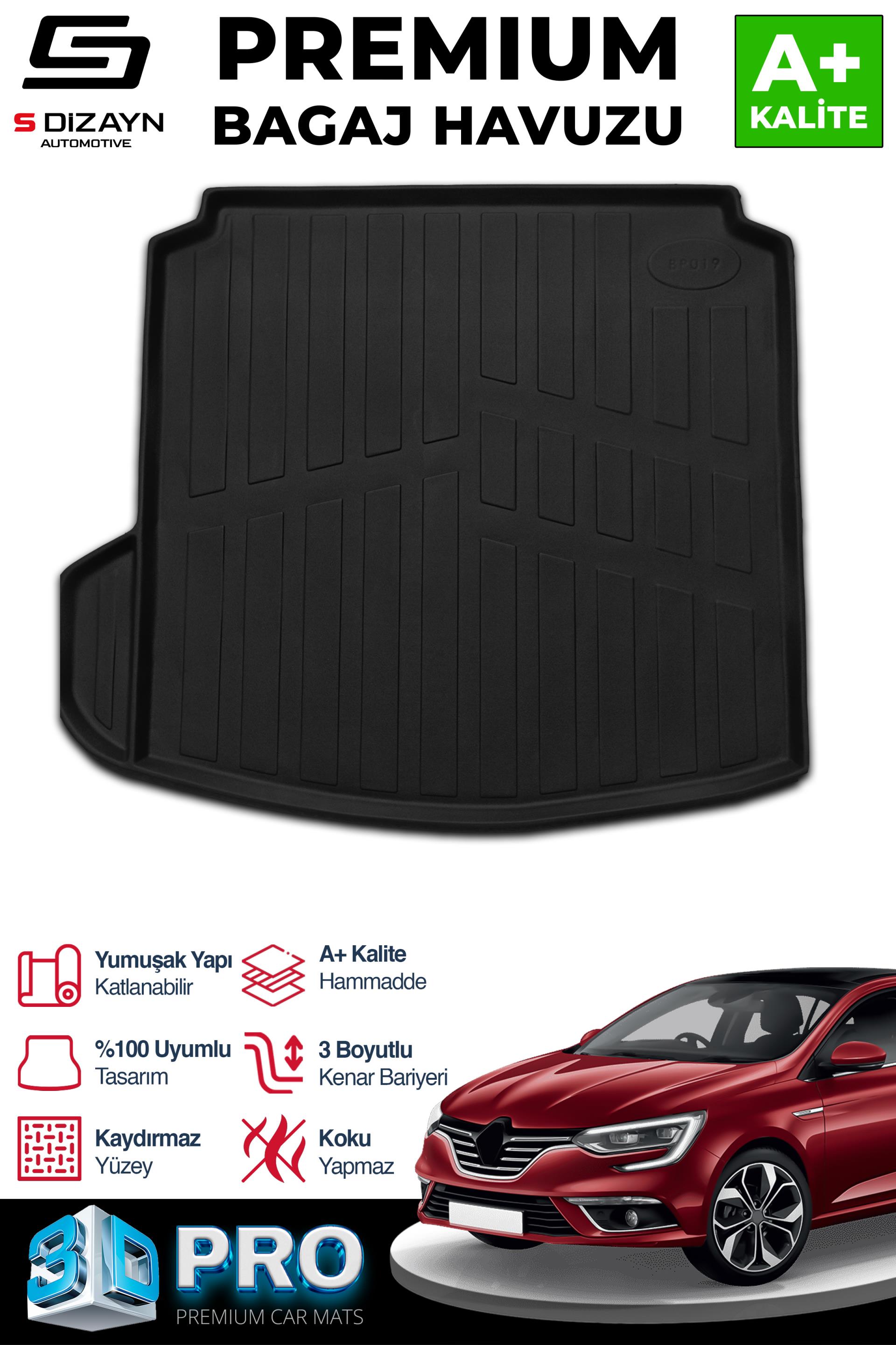 S-Dizayn Renault Megane 4 Sedan 3D Pro Bagaj Havuzu Sol Kulaklı 2016 Üzeri A+ Kalite