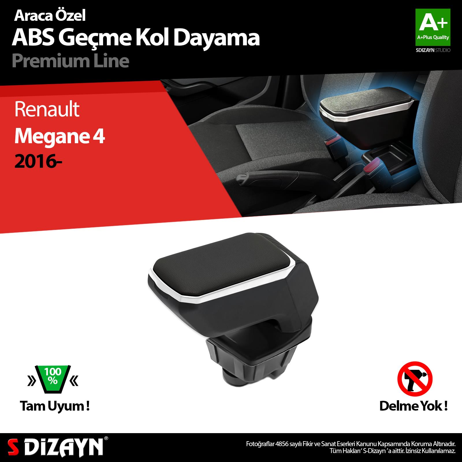 S-Dizayn Renault Megane 4 Kol Dayama Kolçak Geçmeli ABS Gri 2016-2020 A+Kalite