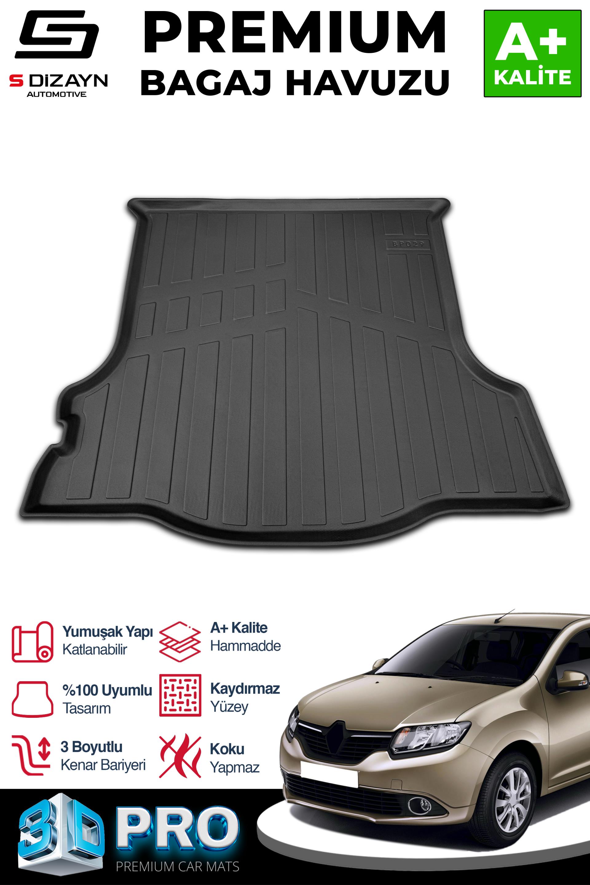 S-Dizayn Renault Symbol 3D Pro Bagaj Havuzu 2013 Üzeri A+ Kalite