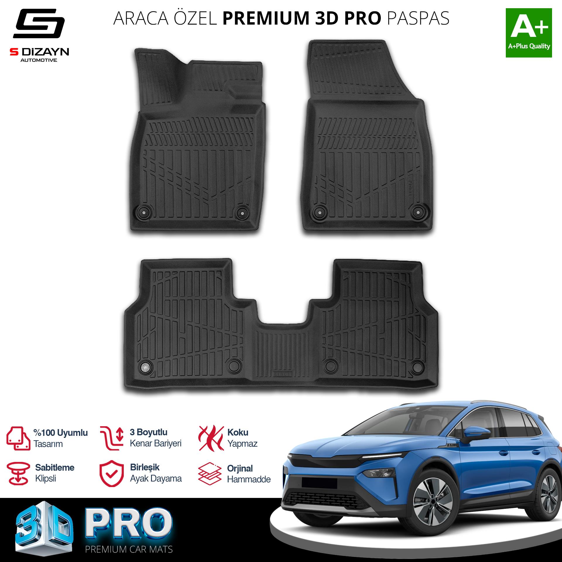 S-Dizayn Skoda Elroq 3D Pro Havuzlu Paspas 2024 Üzeri A+ Kalite
