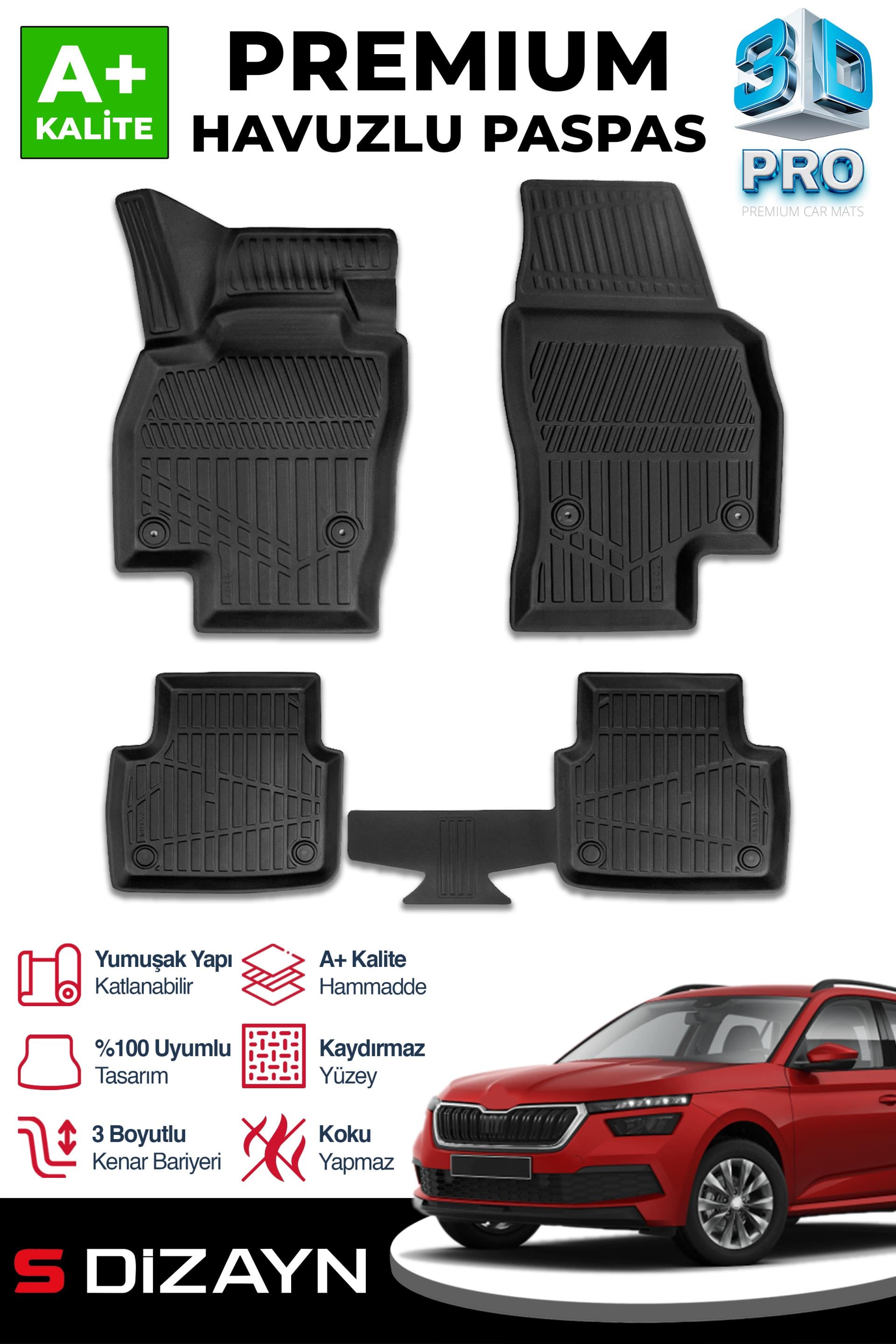 S-Dizayn Skoda Kamiq 3D Pro Havuzlu Paspas 2019 Üzeri A+ Kalite