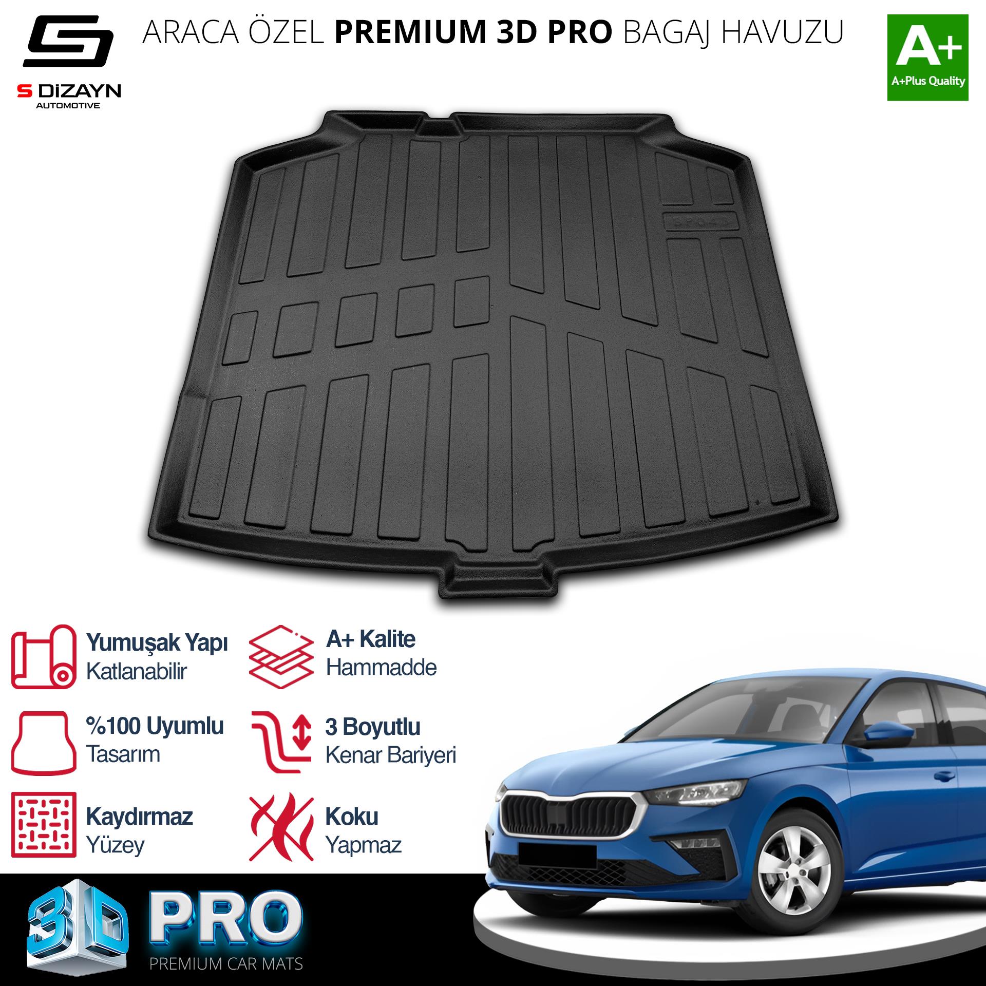 S-Dizayn Skoda Scala 3D Pro Bagaj Havuzu Alt Bagaj 2019 Üzeri A+ Kalite
