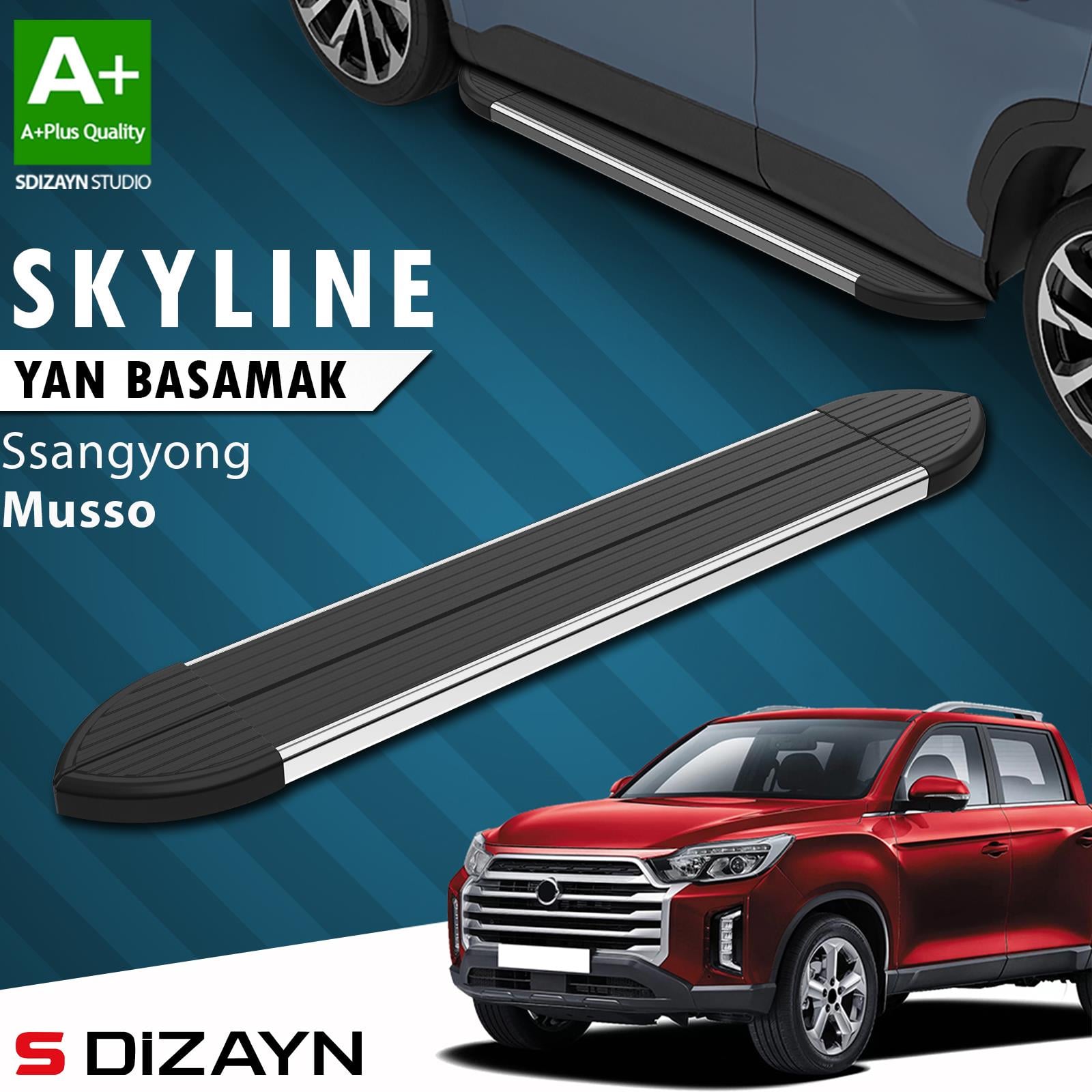 Ssangyong Musso Skyline Krom Yan Basamak 203 Cm 2018 Üzeri A+ Kalite