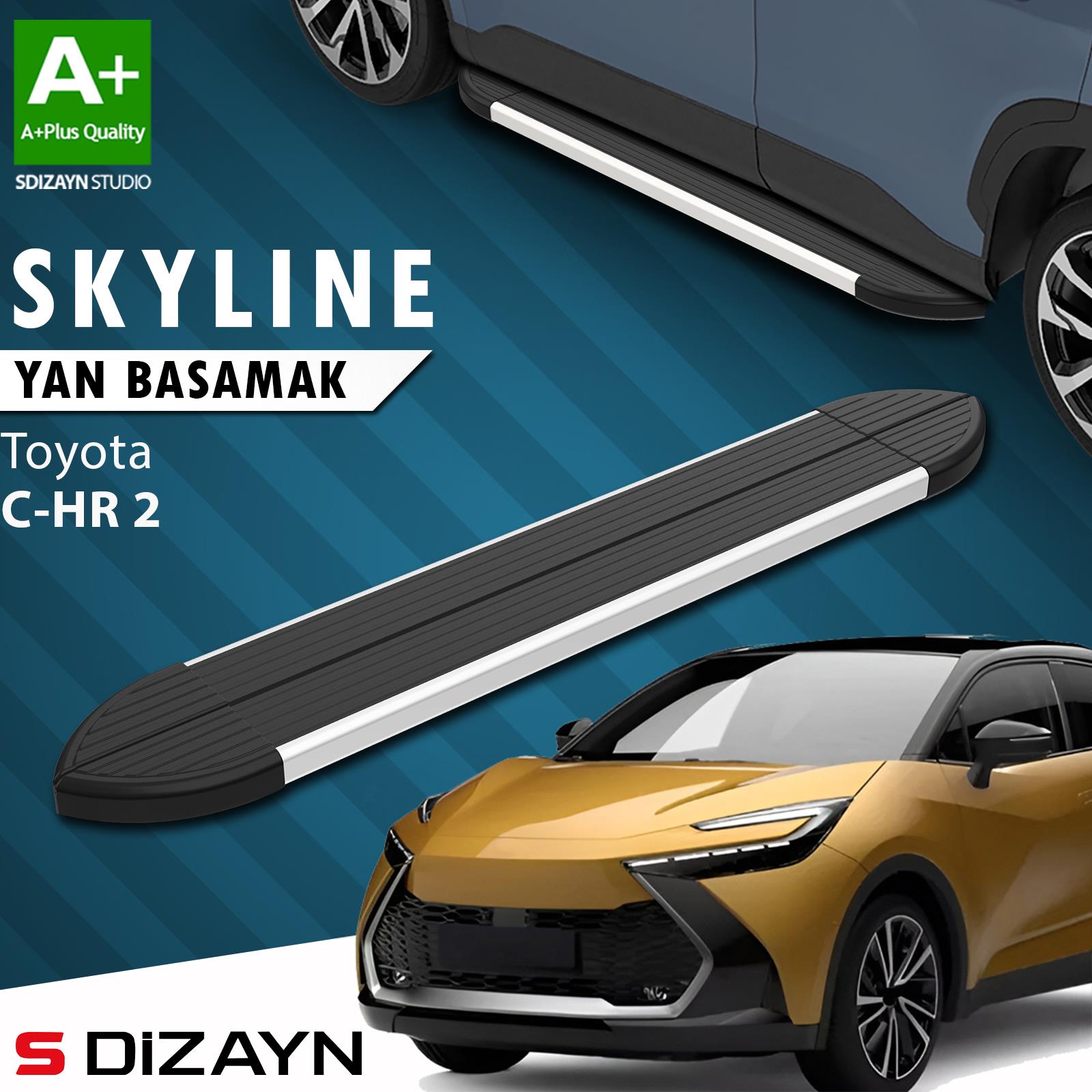 Toyota C-HR 2 Skyline Aluminyum Yan Basamak 173 Cm 2023 Üzeri A+ Kalite