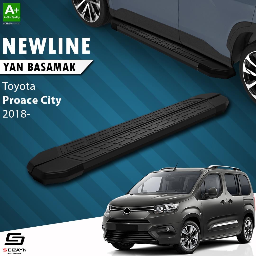 Toyota Proace City Uzun Şase NewLine Siyah Yan Basamak 213 Cm 2018 Üzeri A+ Kalite