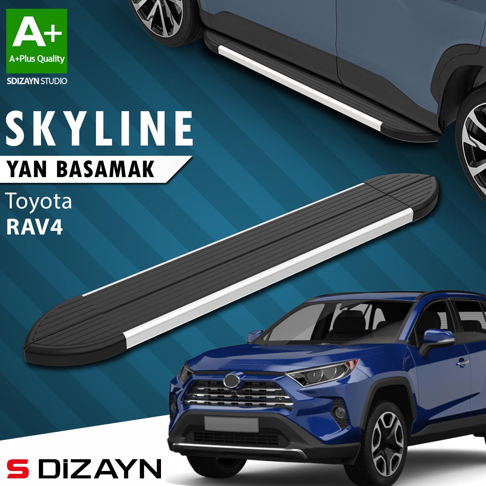 Toyota RAV 4 5 Skyline Aluminyum Yan Basamak 173 Cm 2018 Üzeri A+ Kalite