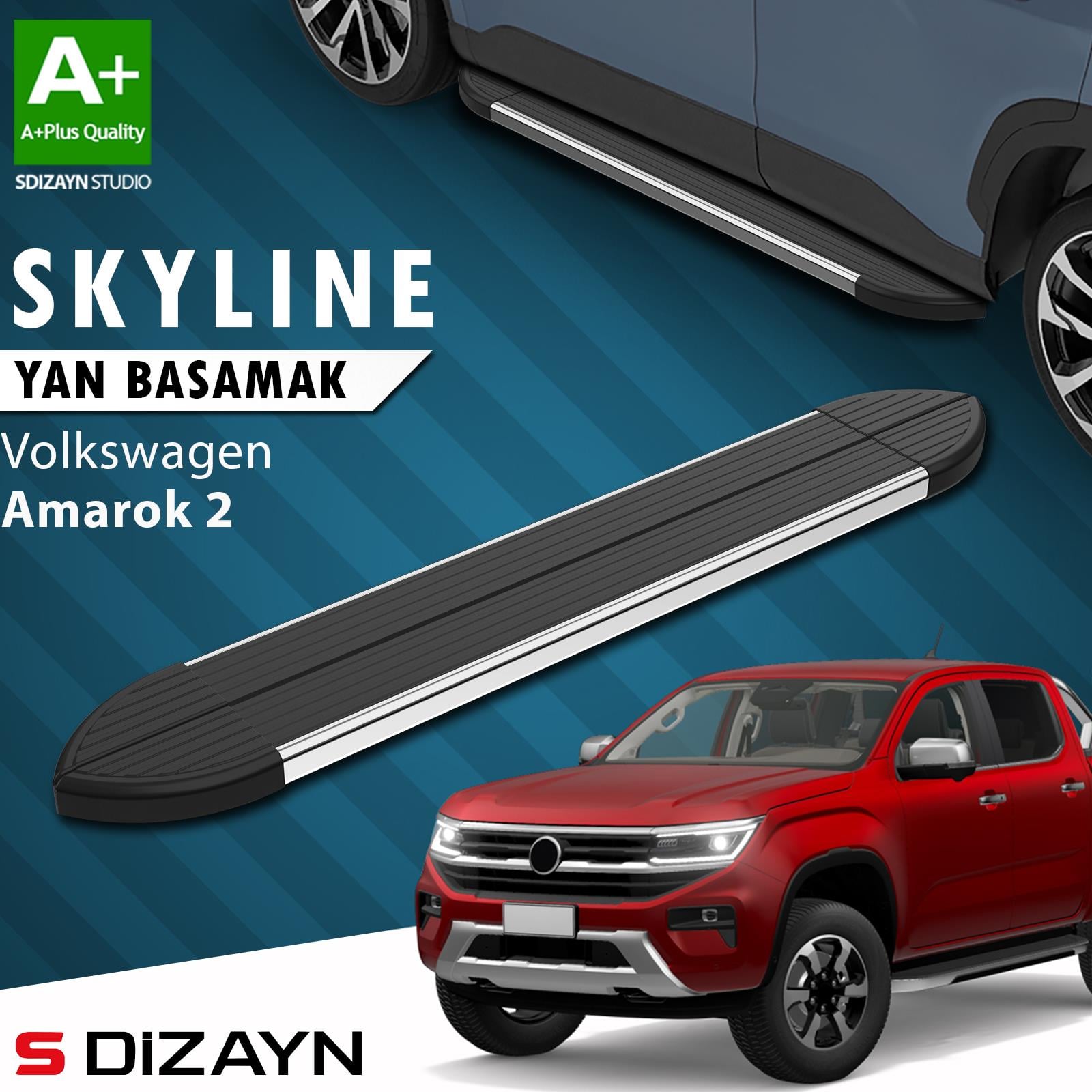 VW Amarok 2 Skyline Krom Yan Basamak 203 Cm 2023 Üzeri A+ Kalite