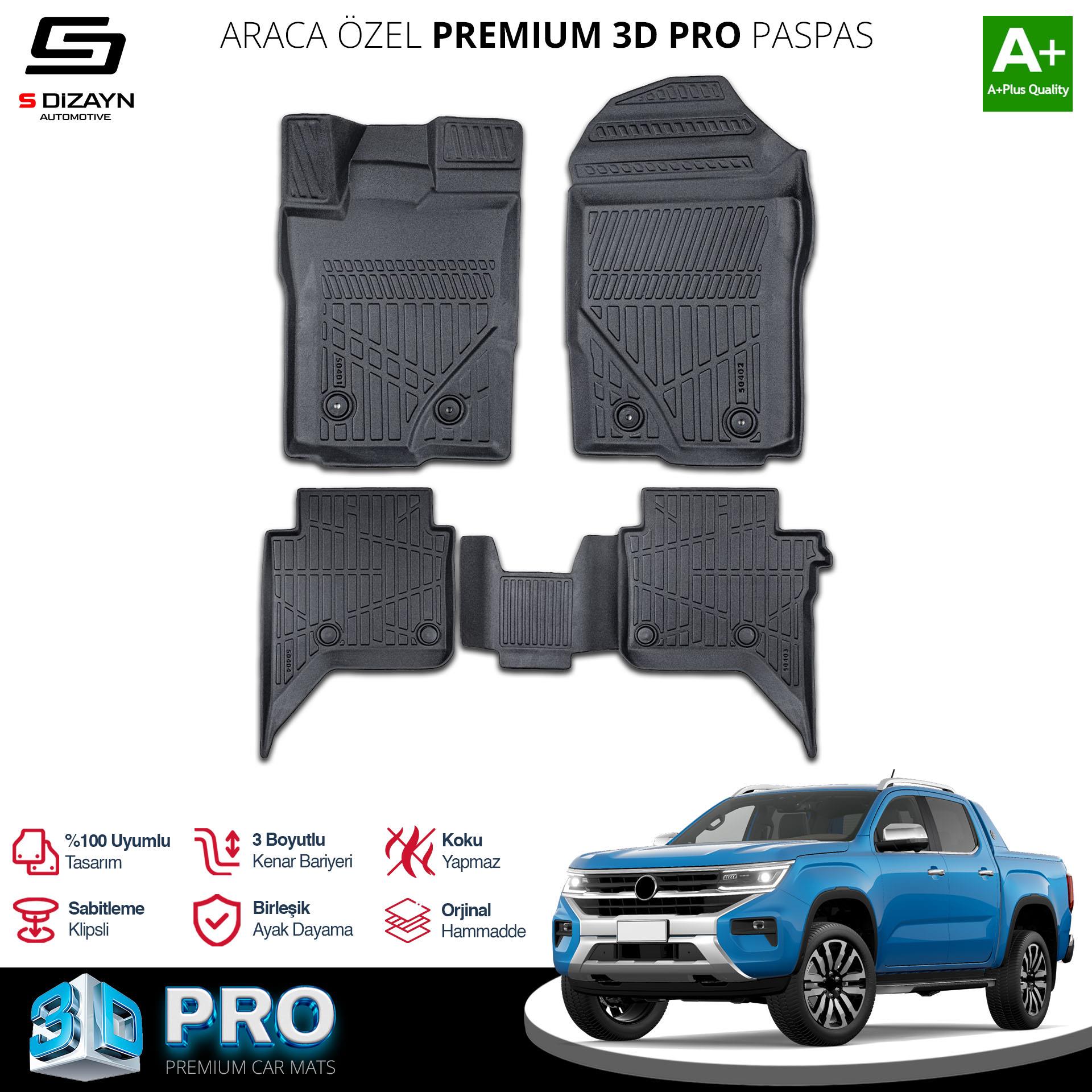 S-Dizayn VW Amarok 3D Pro Havuzlu Paspas 2023 Üzeri A+ Kalite
