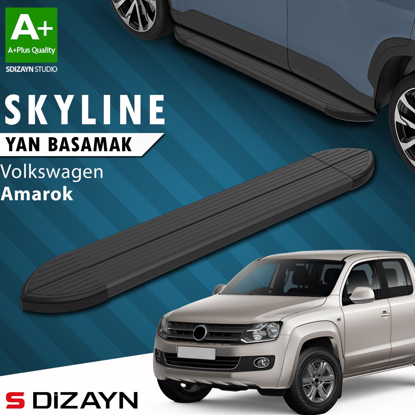 VW Amarok Skyline Siyah Yan Basamak 203 Cm 2010-2023 A+ Kalite
