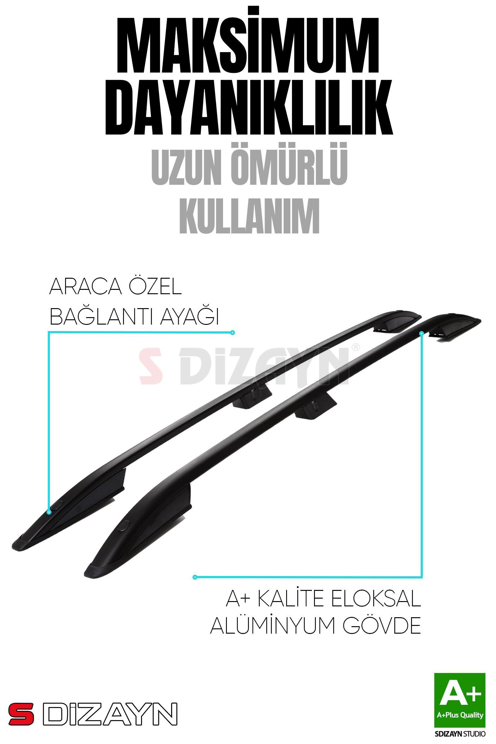 S-Dizayn VW Caddy 3 Aluminyum Siyah Tavan Çıtası 2004-2010 A+ Kalite