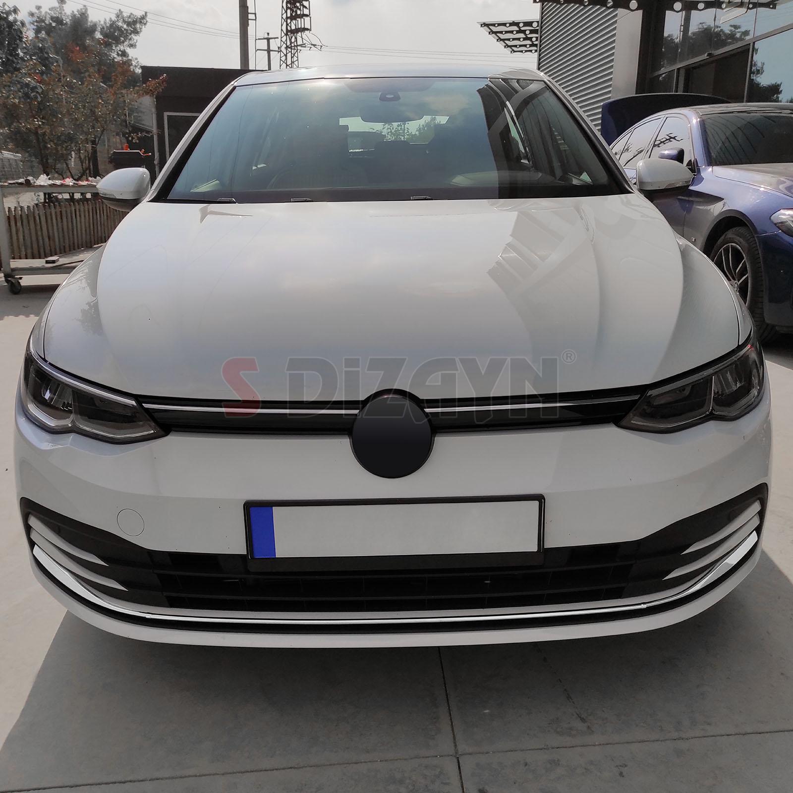 S-Dizayn VW Golf 8 HB Krom Ön Tampon Alt Çıtası 3 Prç. 2020-2024
