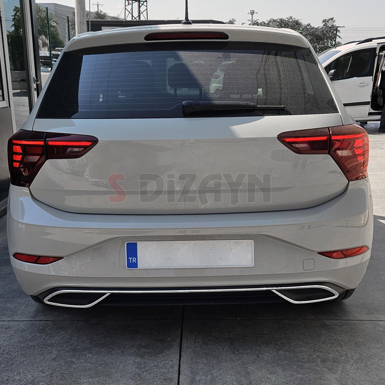 S-Dizayn VW Polo 6 HB Makyajlı Krom Egzoz Çıkışı Difüzör 3 Prç. 2021 Üzeri