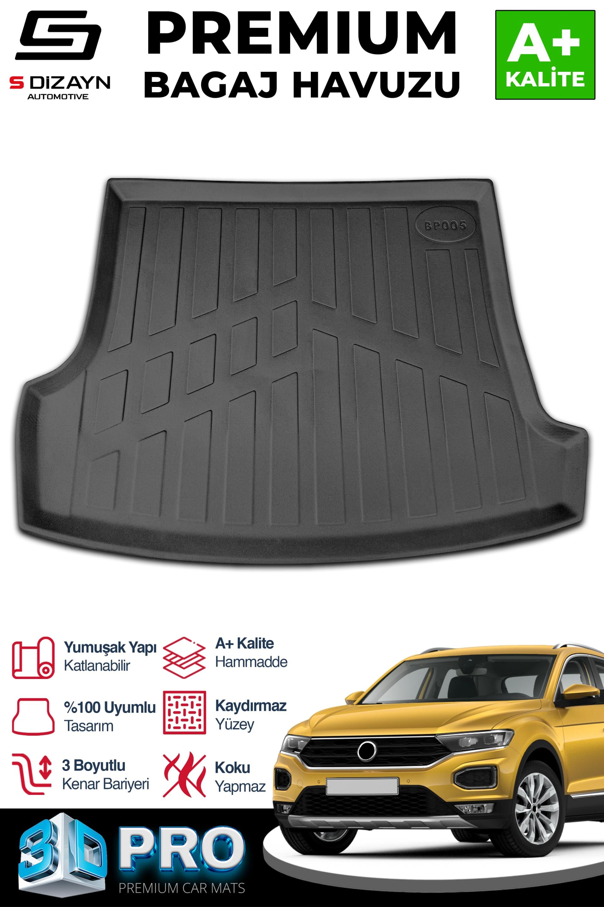 S-Dizayn VW T-Roc 3D Pro Bagaj Havuzu Üst Bagaj 2019 Üzeri A+ Kalite