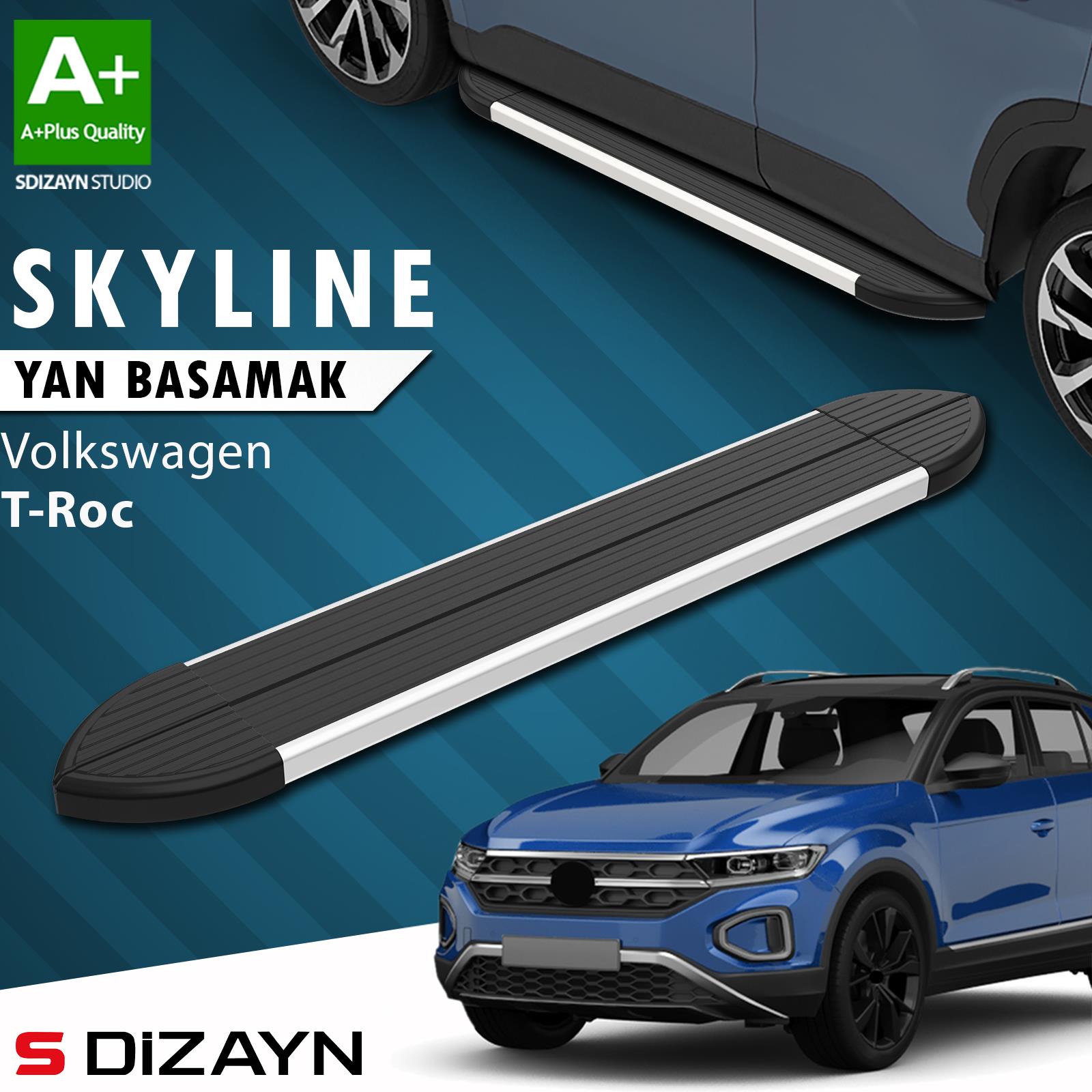 VW T-Roc Skyline Aluminyum Yan Basamak 173 Cm 2019 Üzeri A+ Kalite