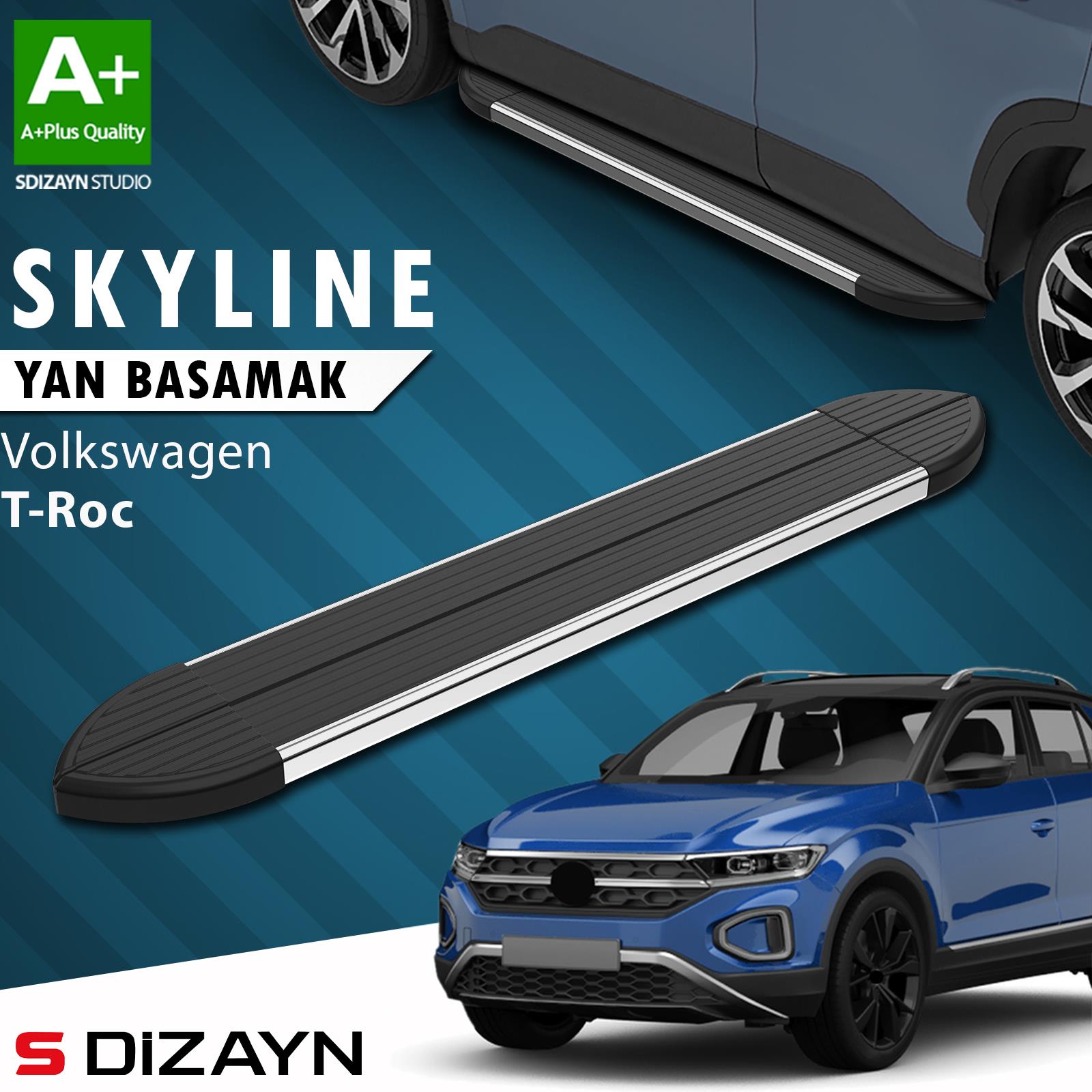 VW T-Roc Skyline Krom Yan Basamak 173 Cm 2019 Üzeri A+ Kalite