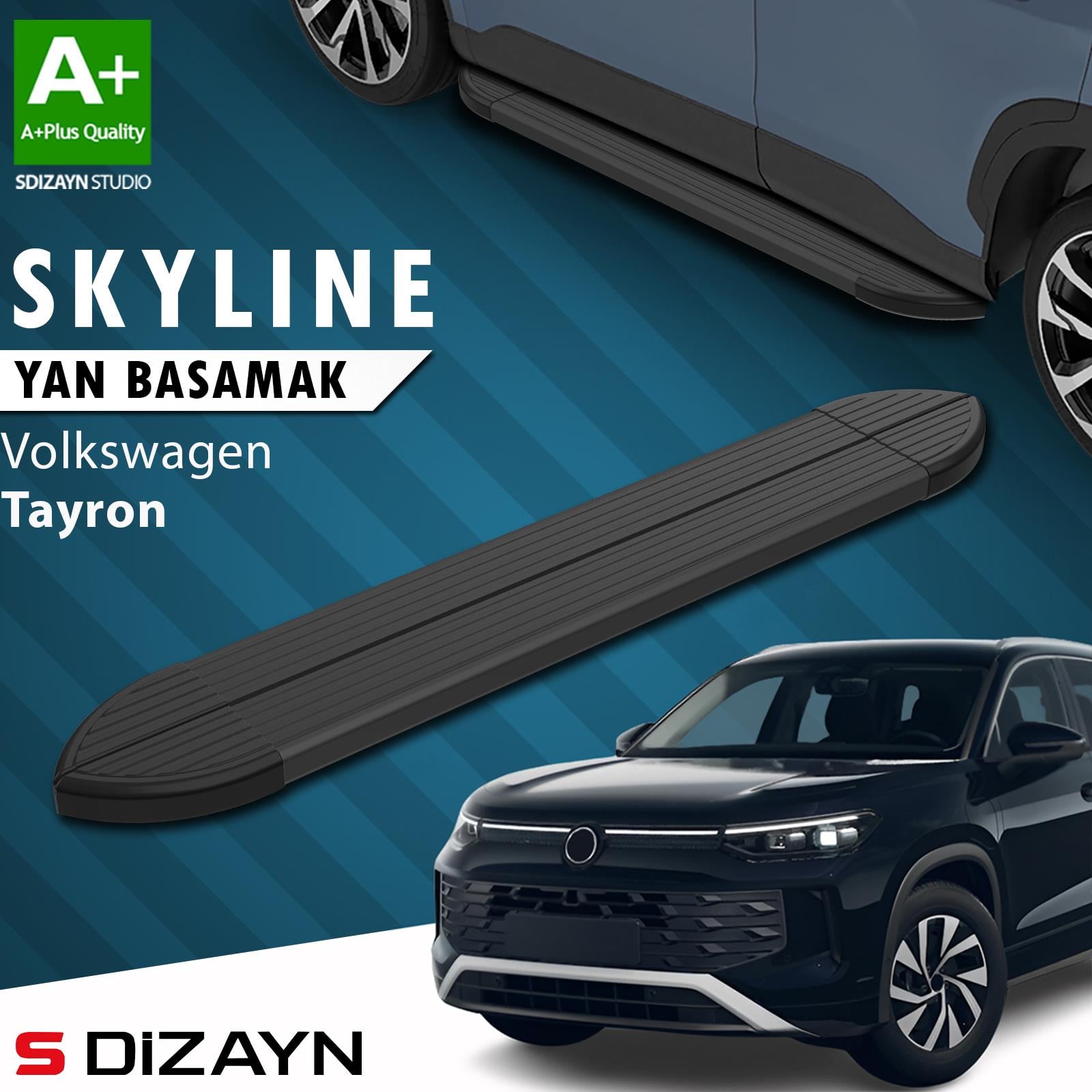 VW Tayron 2 Skyline Siyah Yan Basamak 193 Cm 2024 Üzeri A+ Kalite