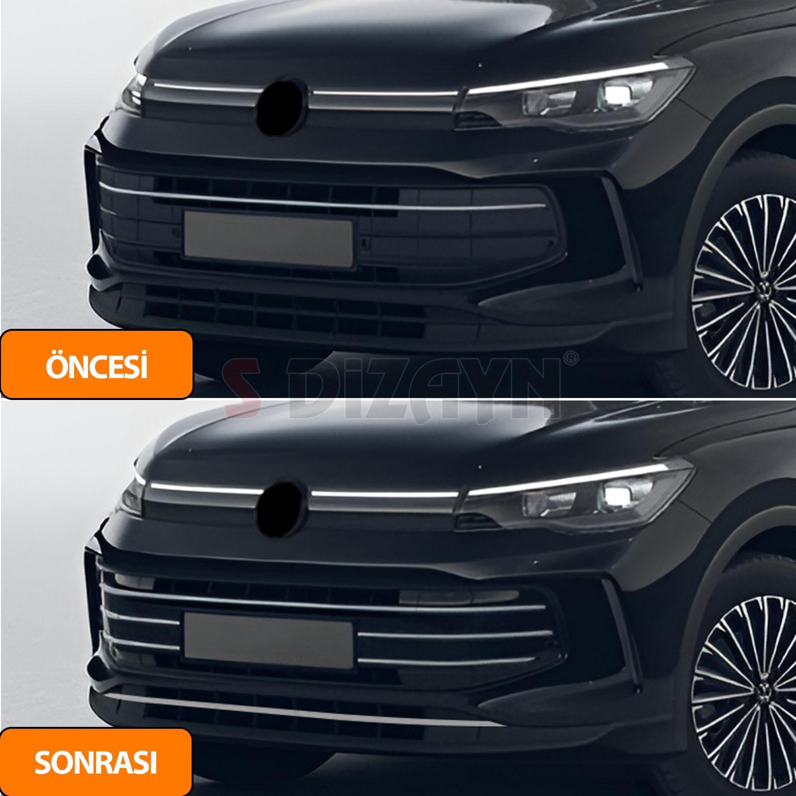 S-Dizayn VW Tiguan 3 Krom Ön Tampon Çıta Seti 7 Prç. 2024 Üzeri A+ Kalite
