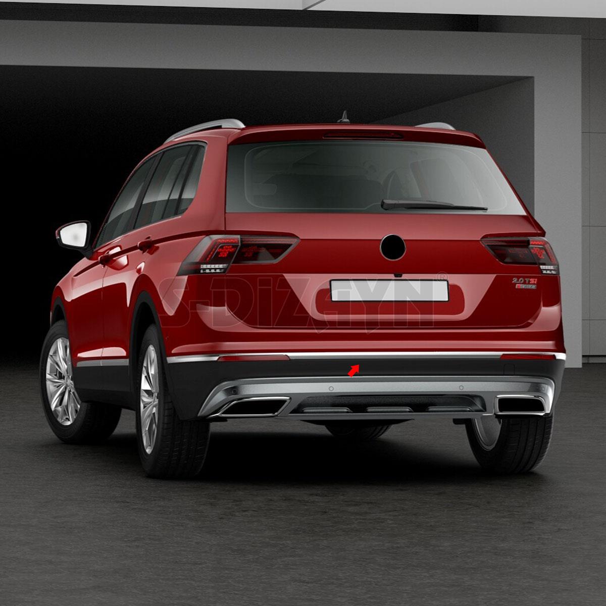 S-Dizayn VW Tiguan Krom Arka Tampon Alt Çıtası 3 Prç. 2016-2020