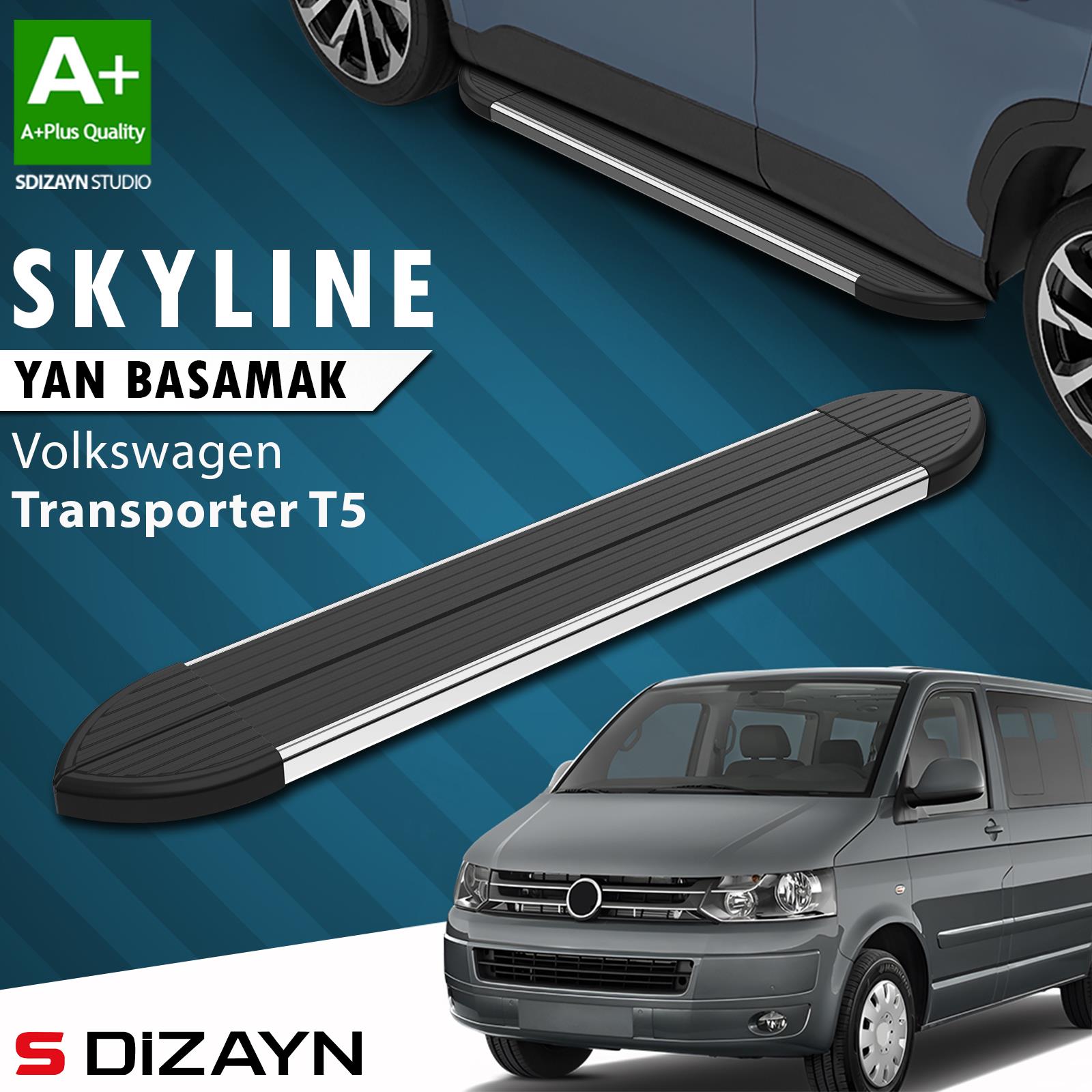 VW Transporter T5 Kısa Şase Skyline Krom Yan Basamak 213 Cm 2003-2015 A+ Kalite