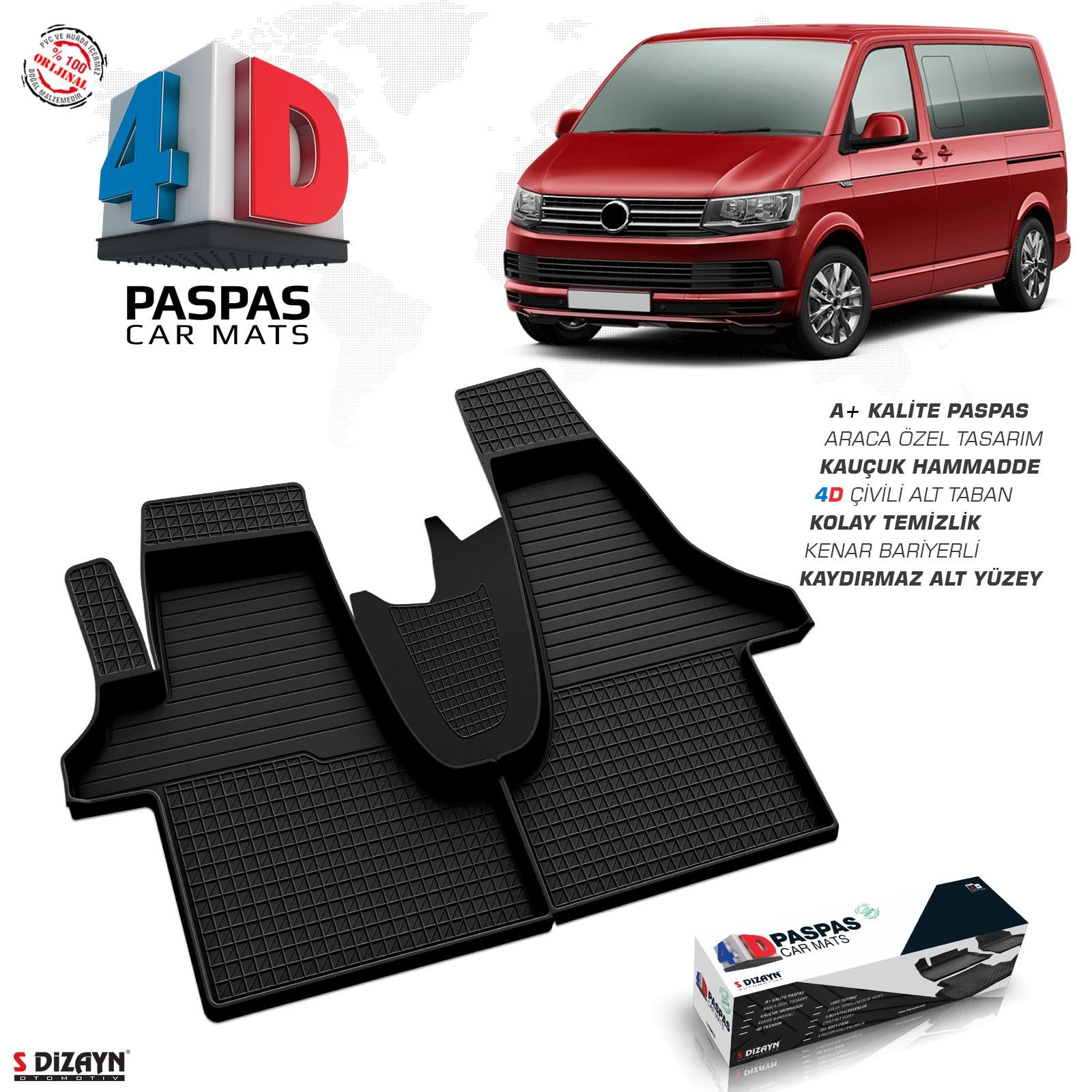 S-Dizayn VW Transporter T6 4D Havuzlu Paspas 2015-2025 A+Kalite