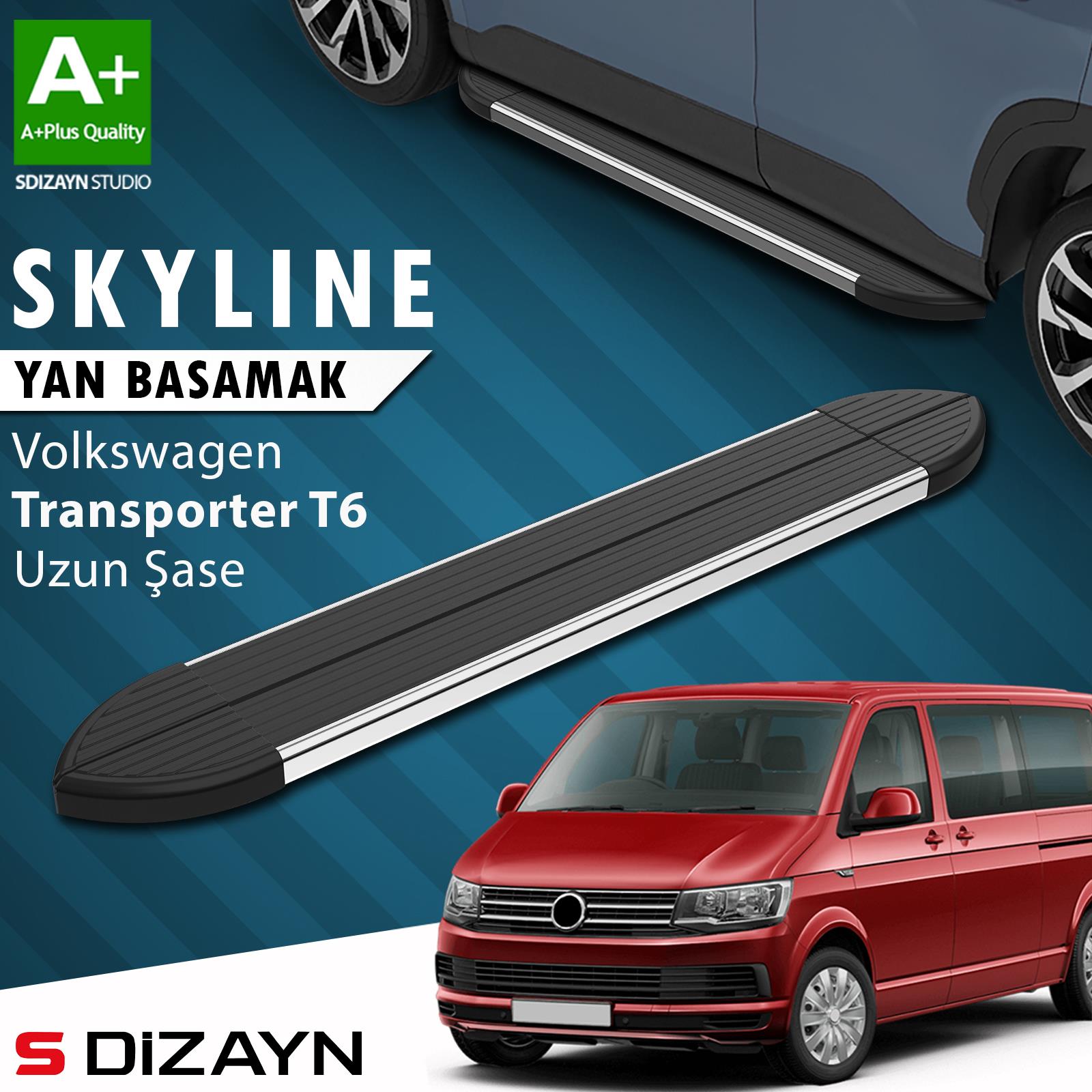 VW Transporter T6 Uzun Şase Skyline Krom Yan Basamak 253 Cm 2015-2019 A+ Kalite
