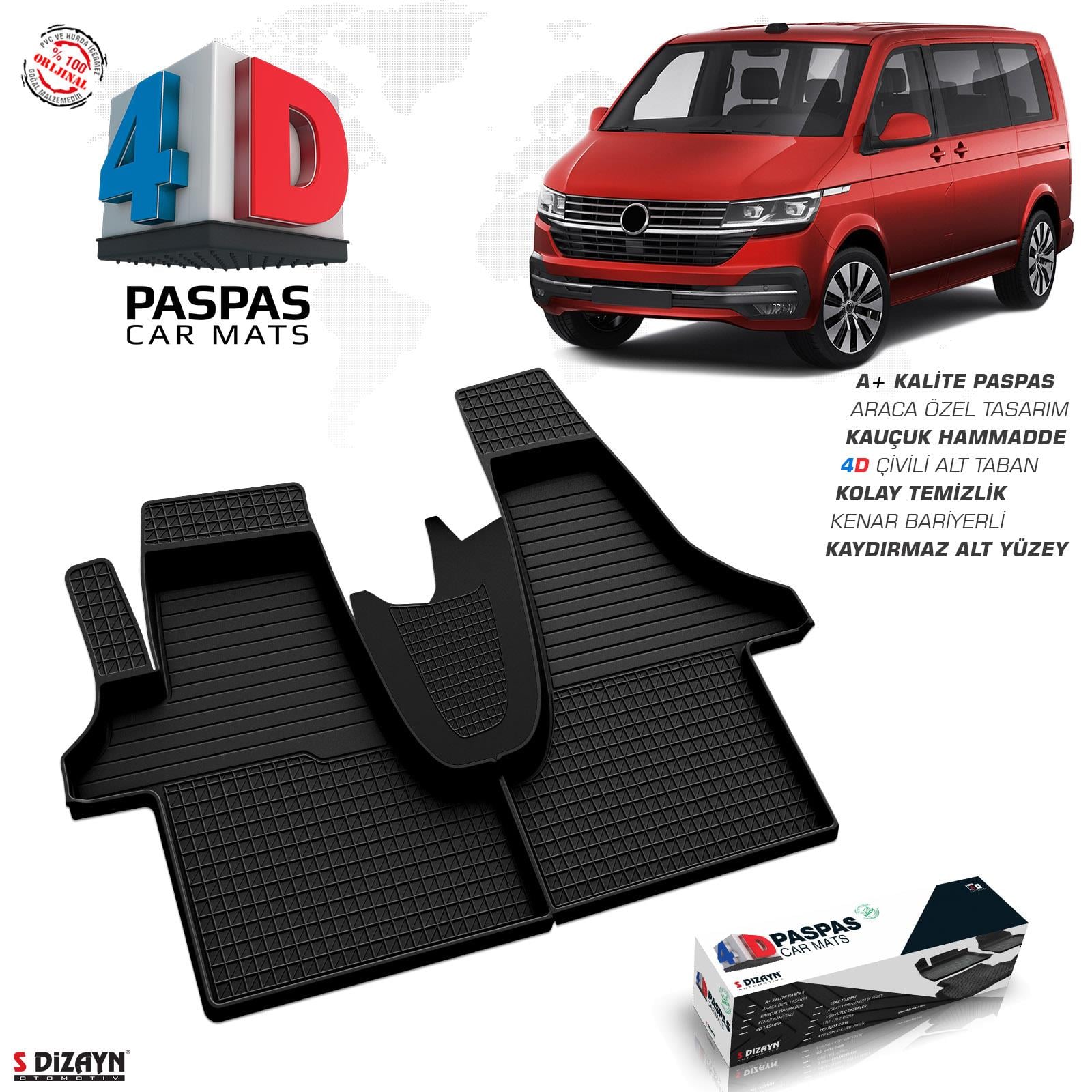 S-Dizayn VW Transporter T6.1 4D Havuzlu Paspas 2019-2025 A+Kalite